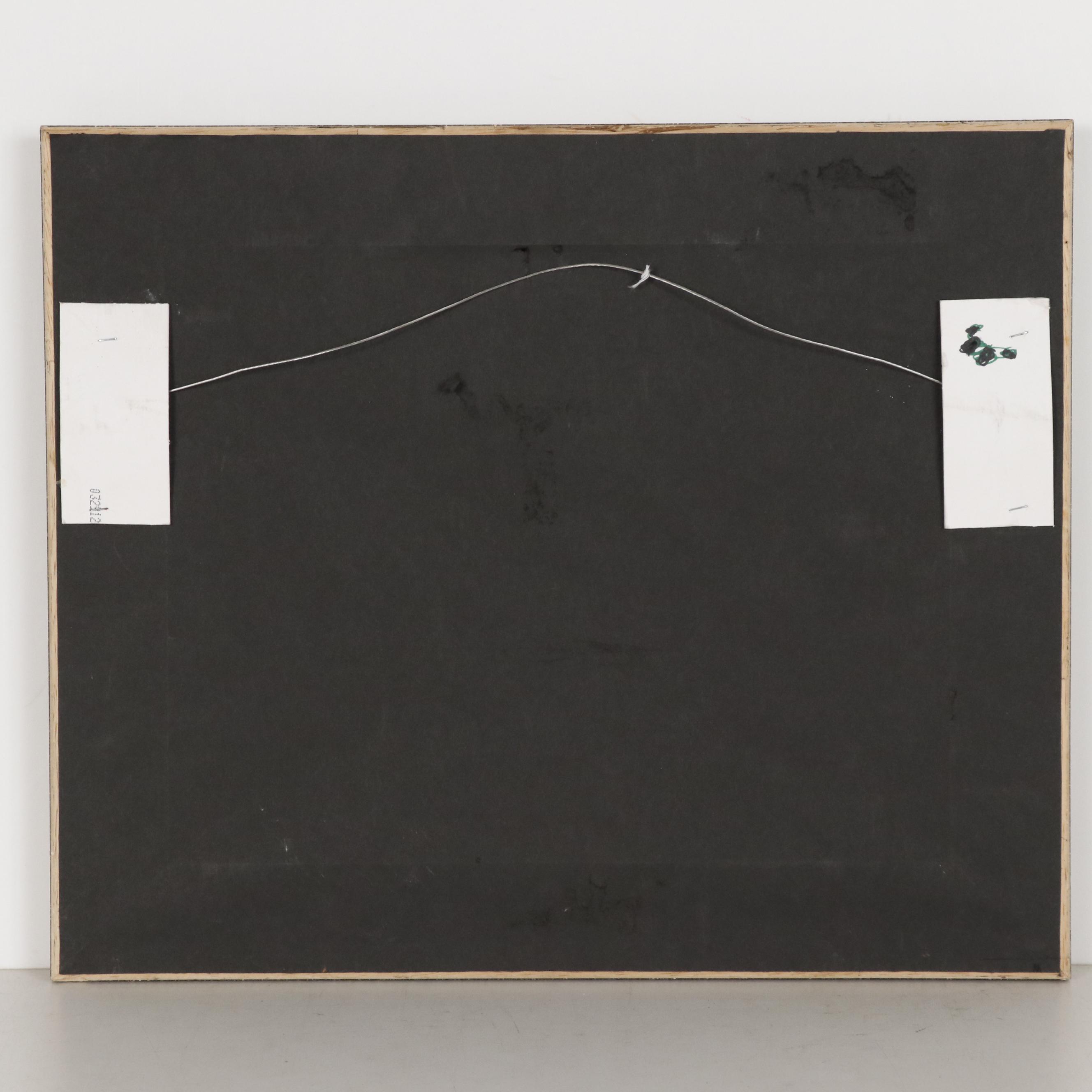 Oil Painting of Cowboy on Horseback Roping Cow