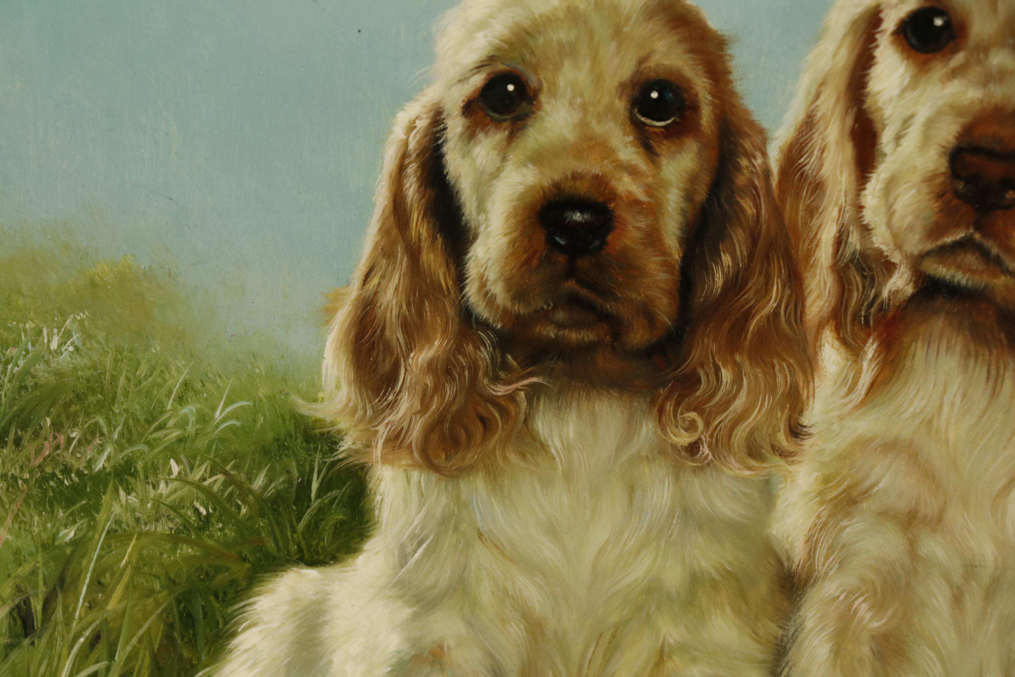 Laura E. Cassidy Oil Painting of Cocker Spaniel Puppies