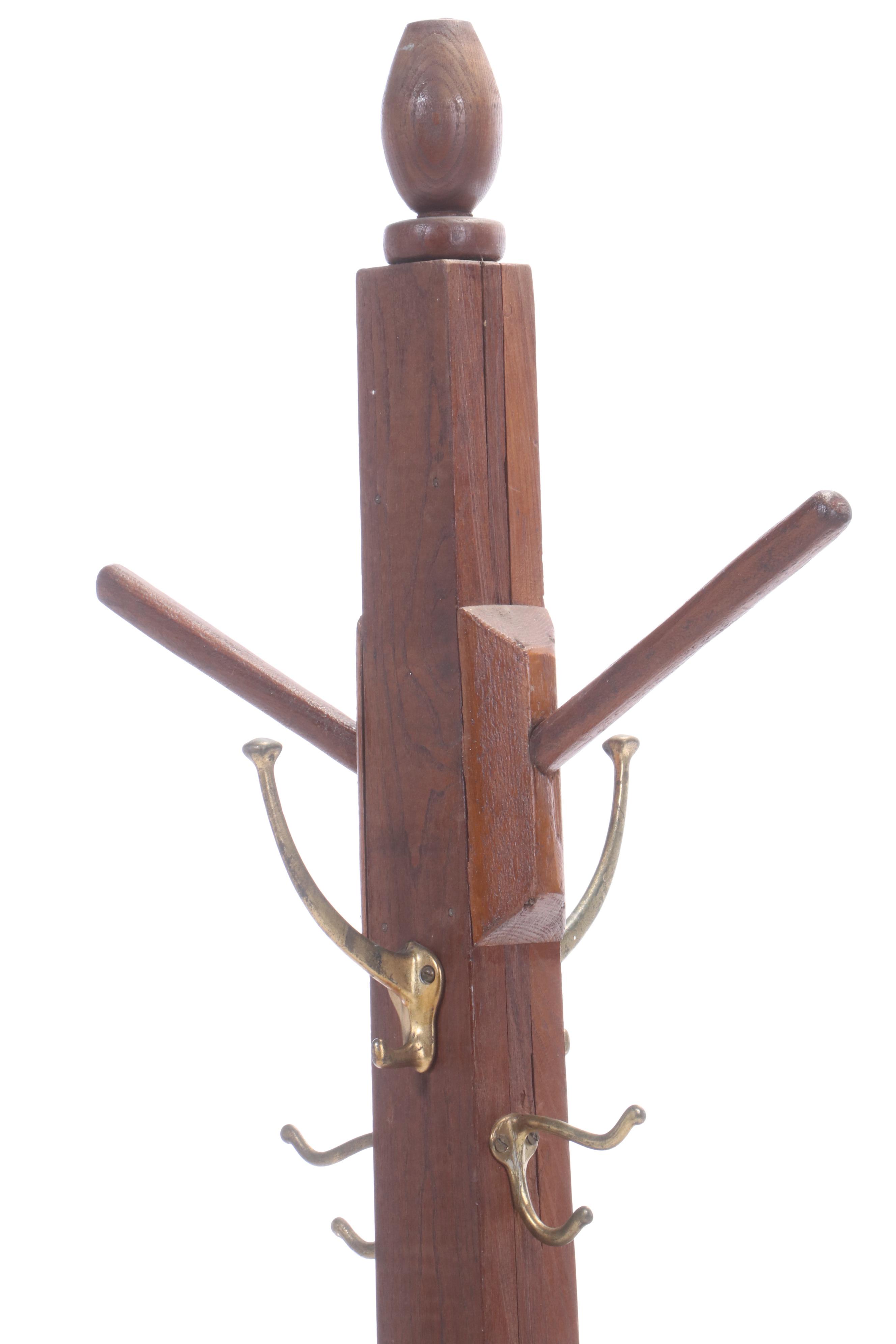 Arts & Crafts Style Wood Coat Rack