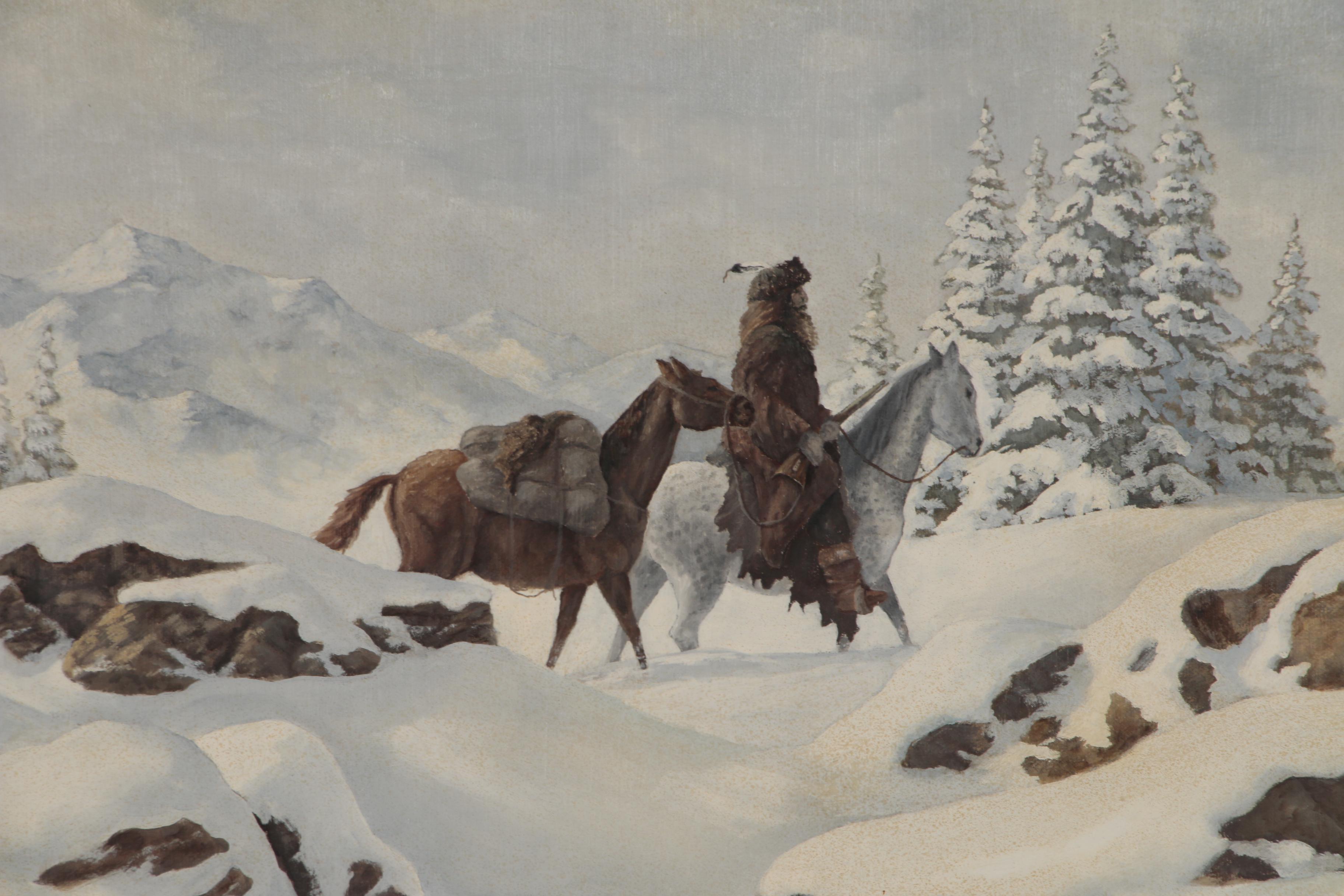 James E. Faulkner Oil Painting "Winter Trap Line"