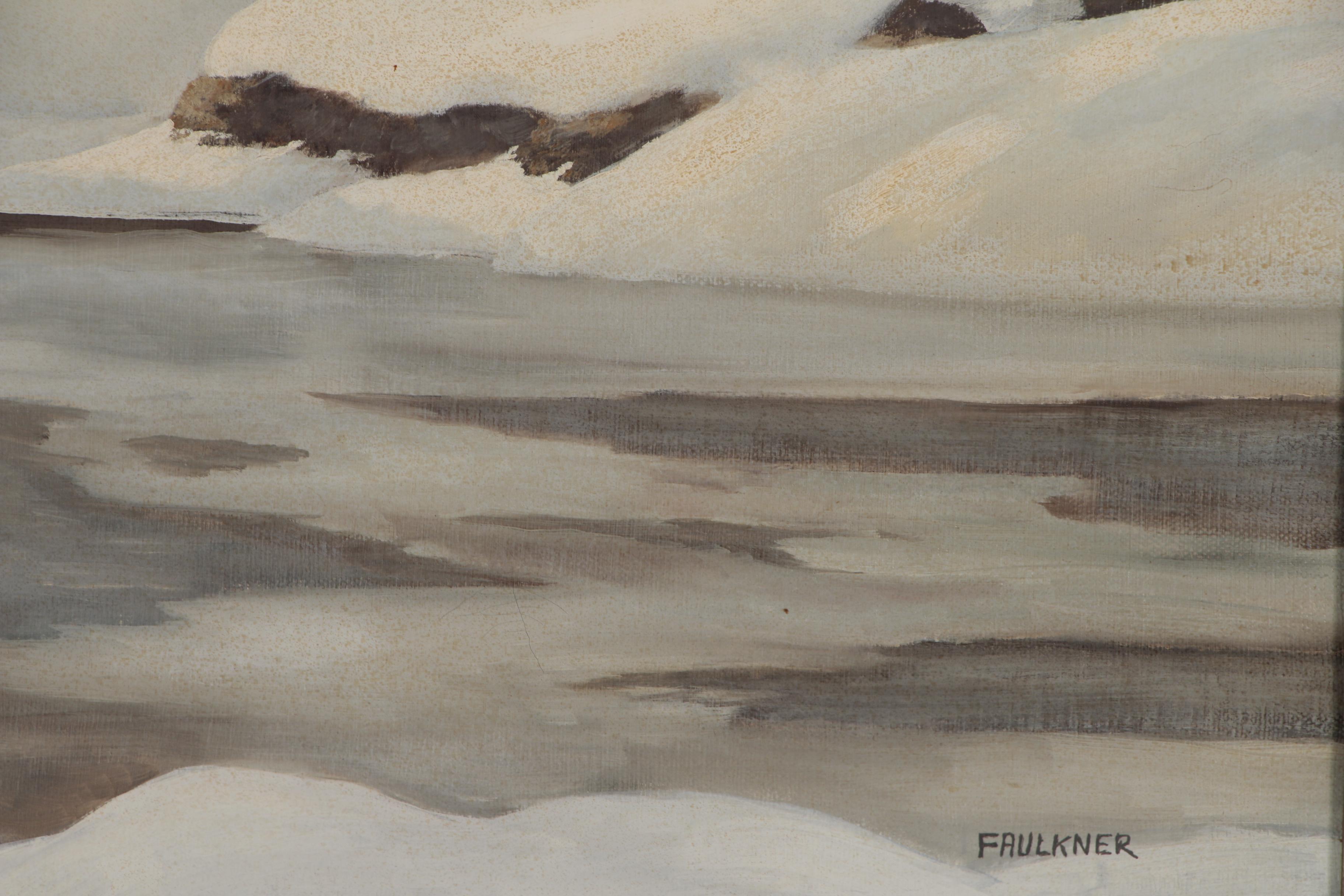 James E. Faulkner Oil Painting "Winter Trap Line"