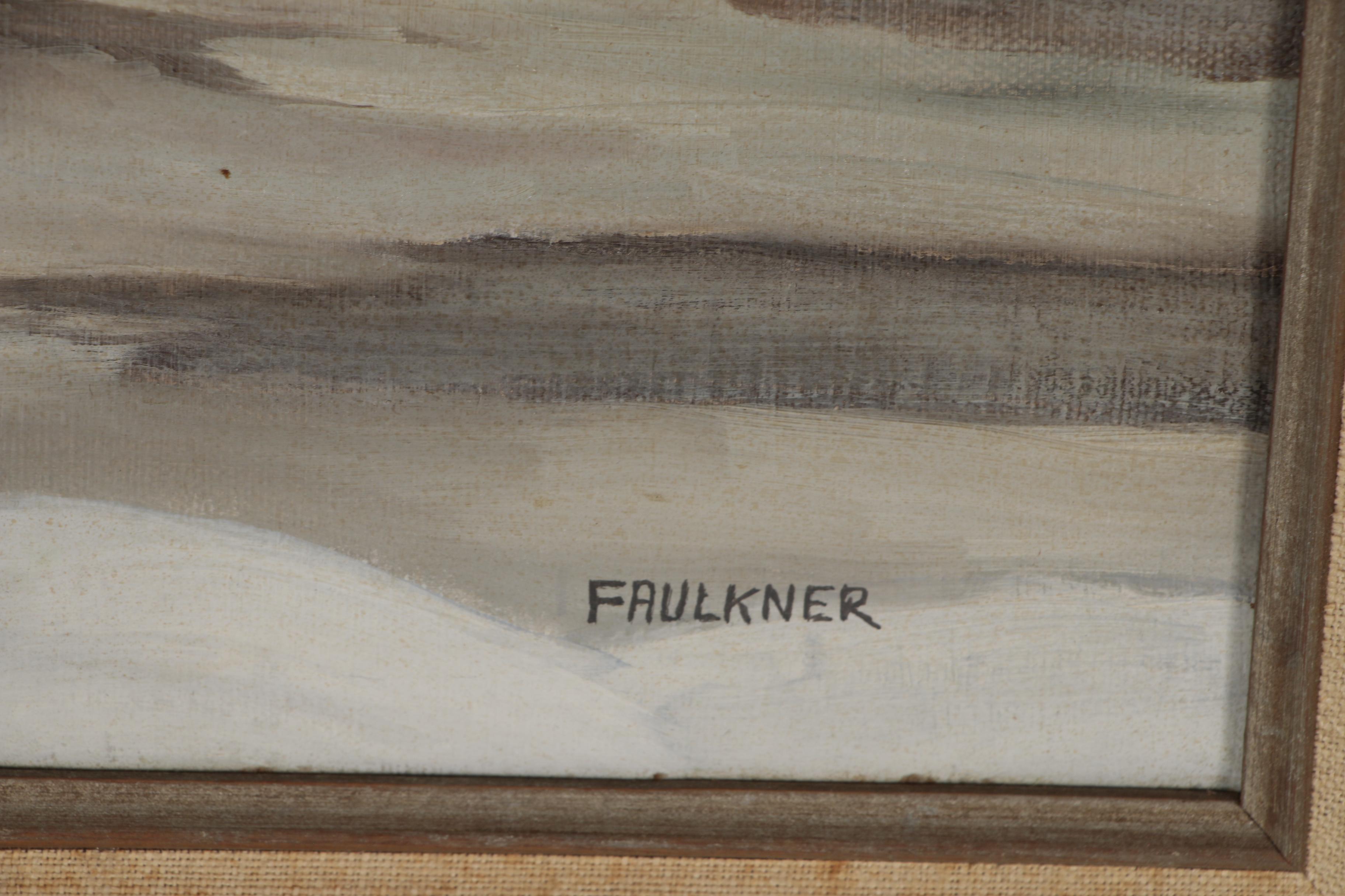 James E. Faulkner Oil Painting "Winter Trap Line"