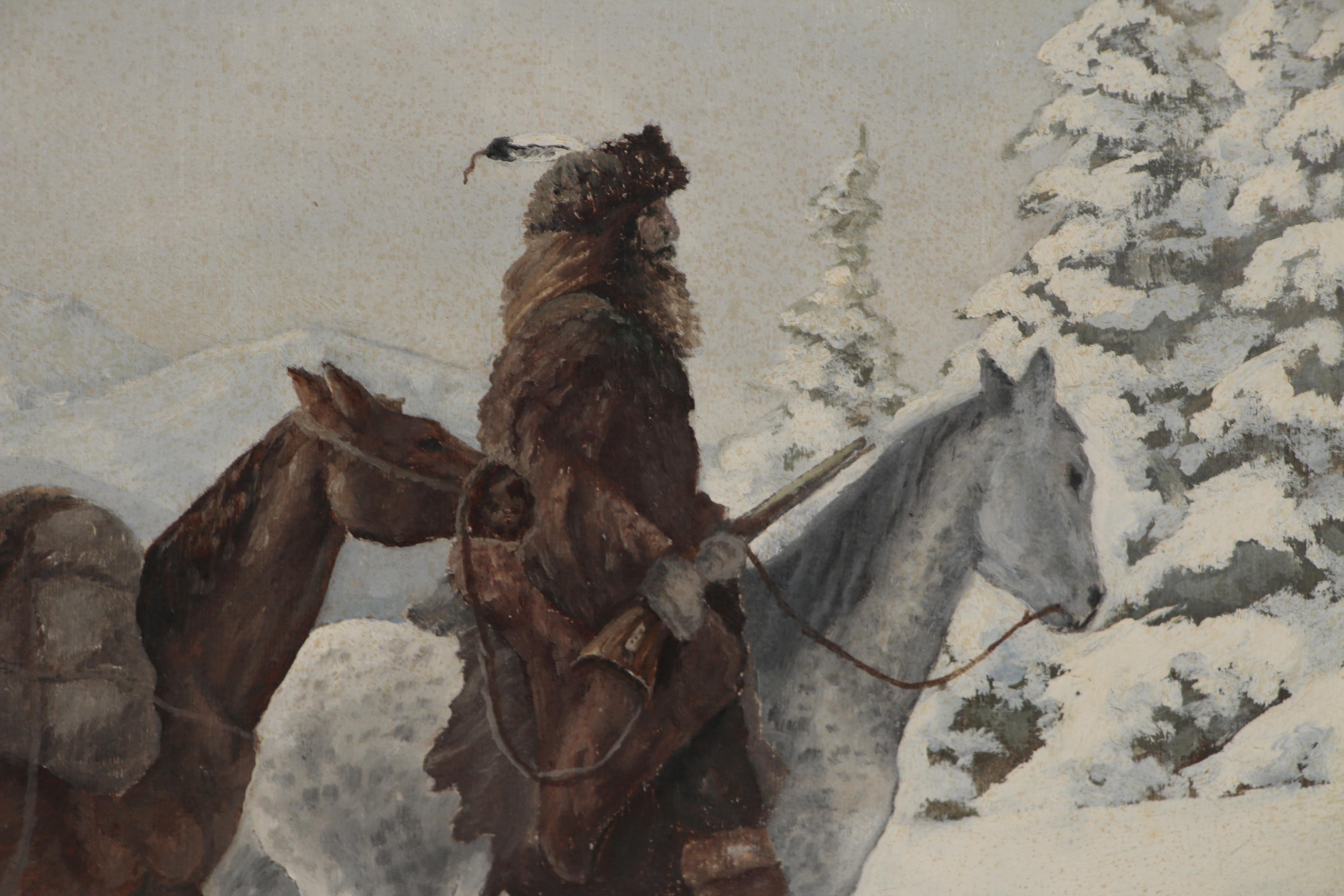 James E. Faulkner Oil Painting "Winter Trap Line"