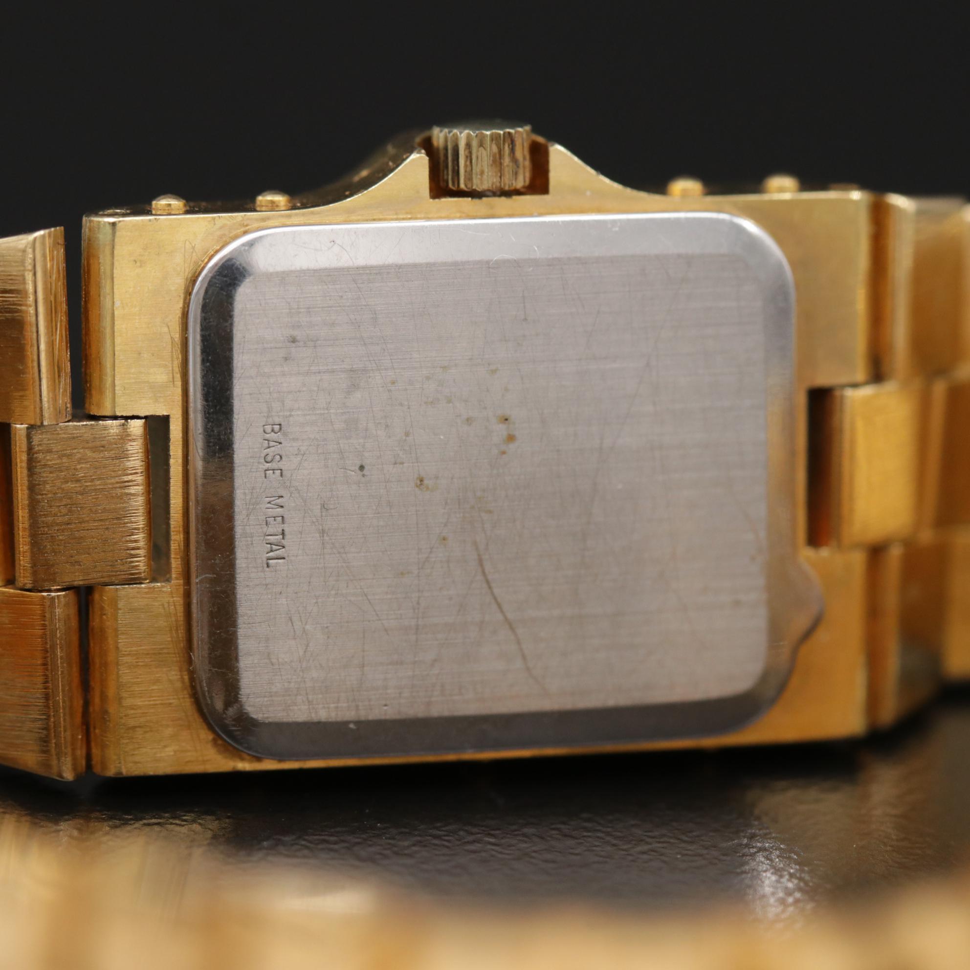 Vintage Longines Gold Tone Diamond Dial Quartz Watch