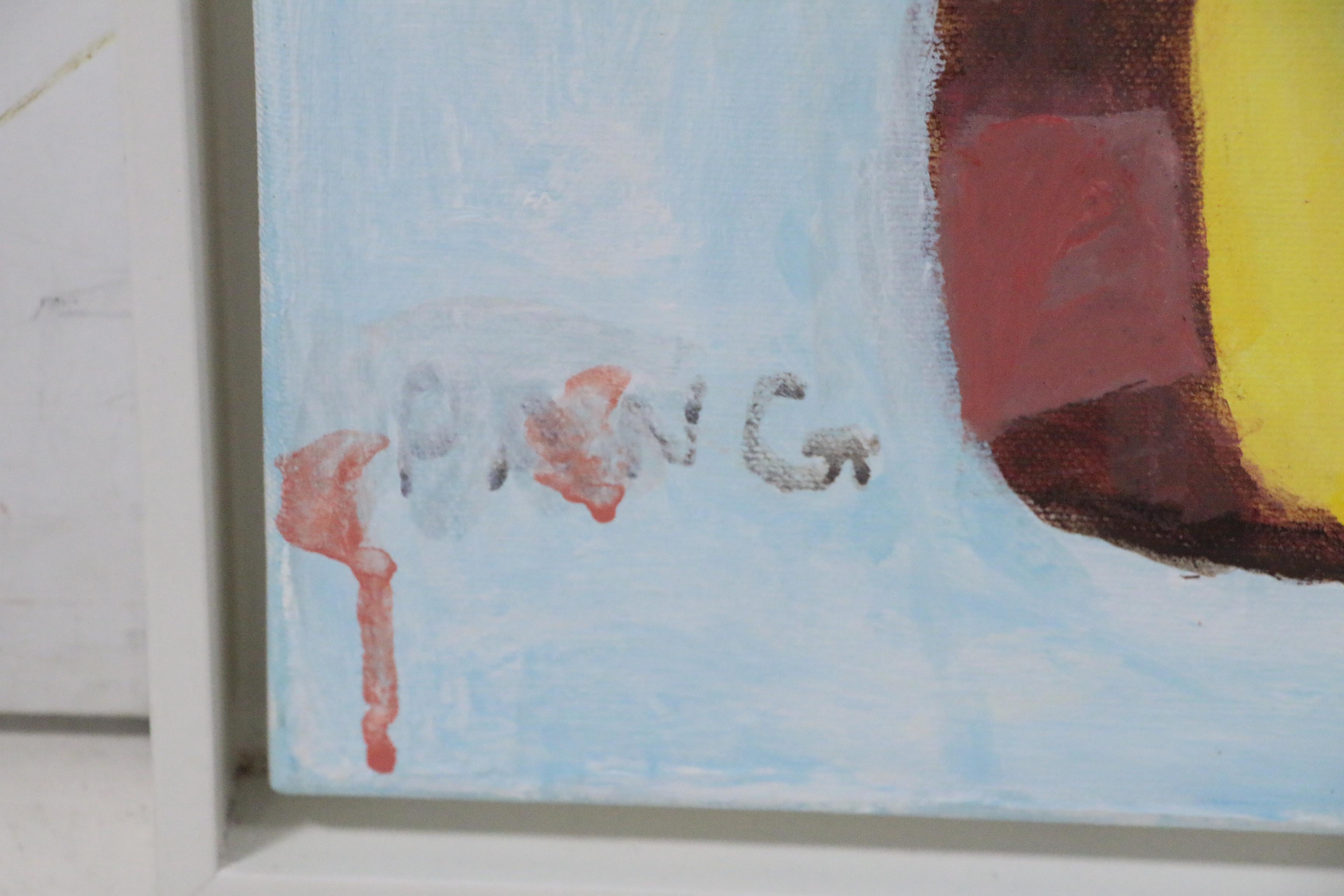 Pang Jen Figural Oil Painting "Yellow Girl with Guitar"