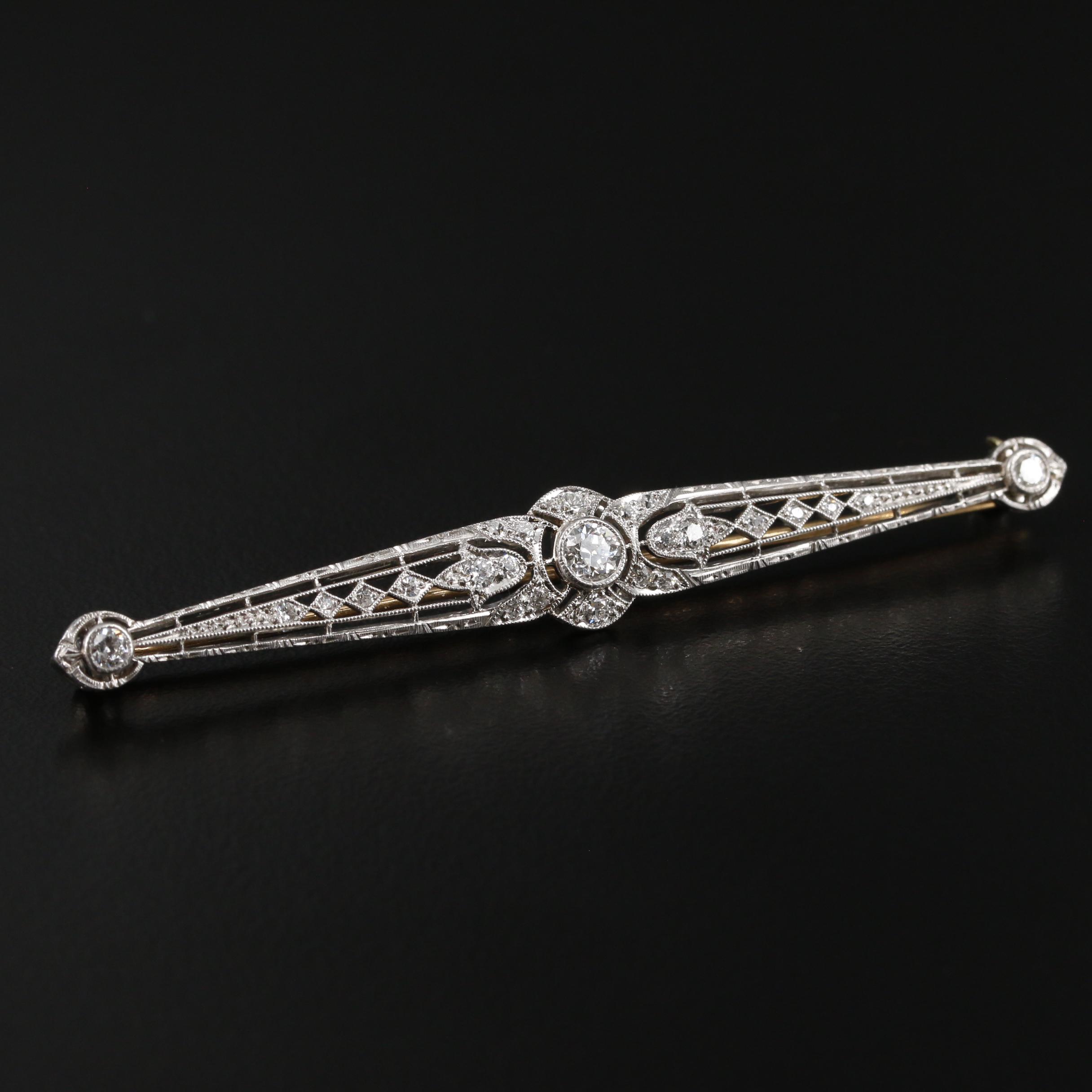 Krementz Edwardian Platinum Diamond Brooch