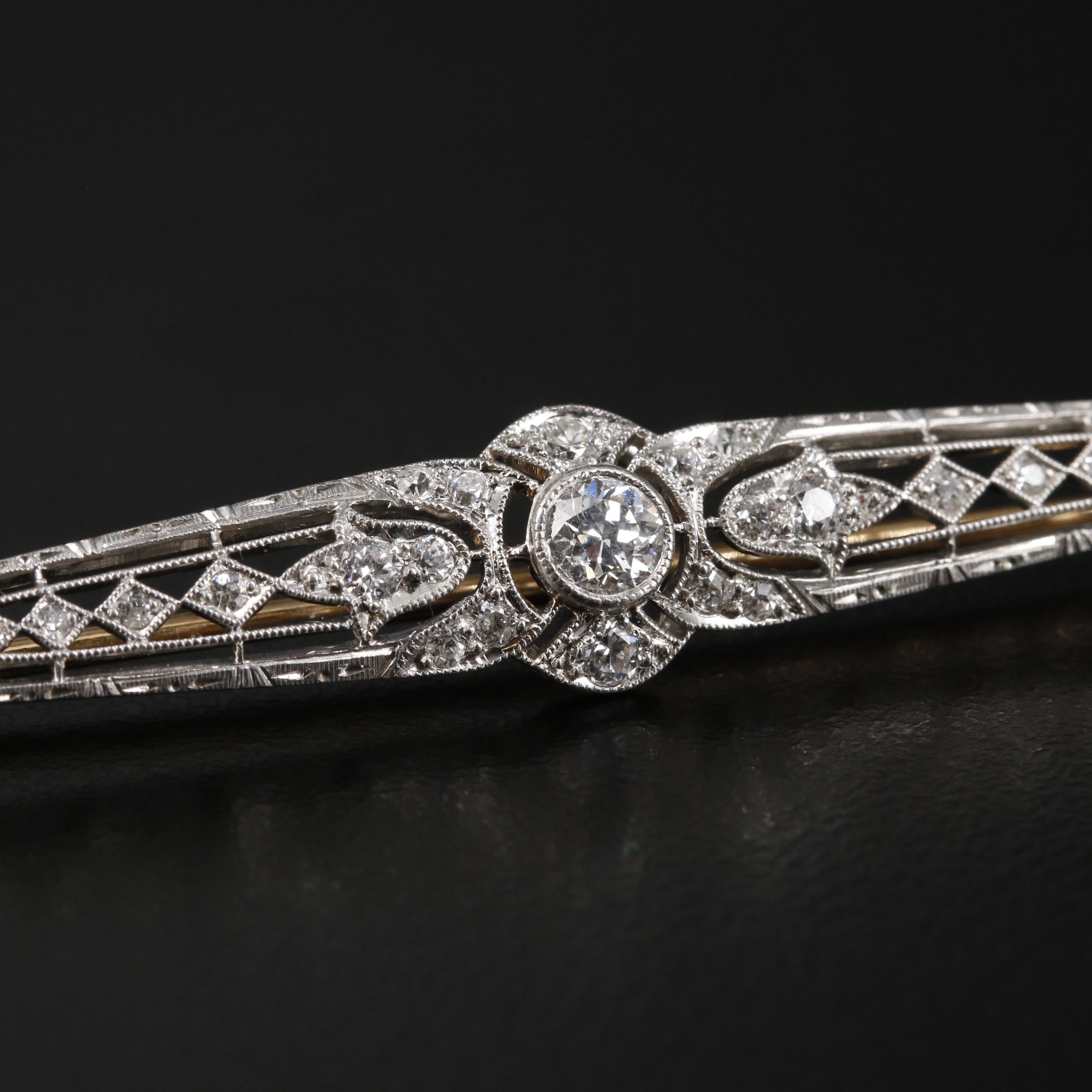 Krementz Edwardian Platinum Diamond Brooch