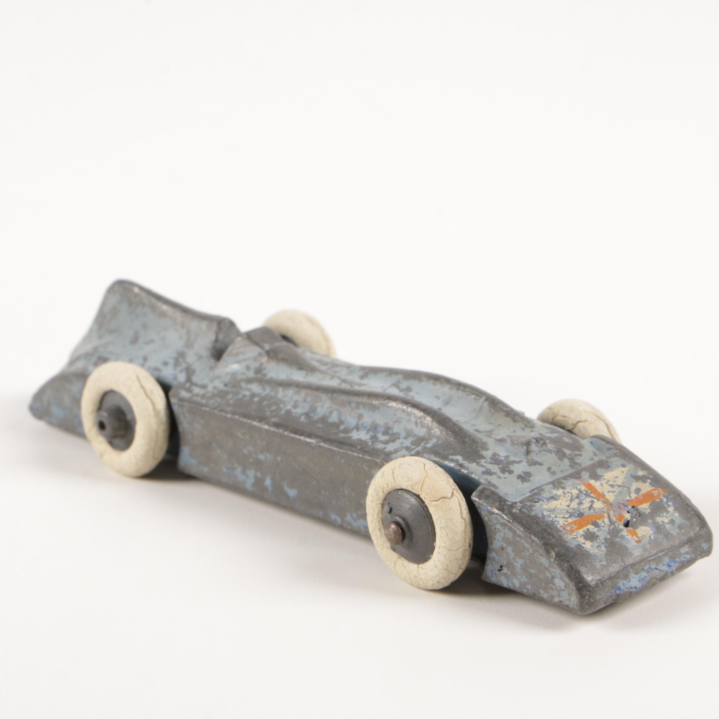 Charbens Cast Metal "Bluebird Speed Racer" Toy Car, Early to Mid 20th Century