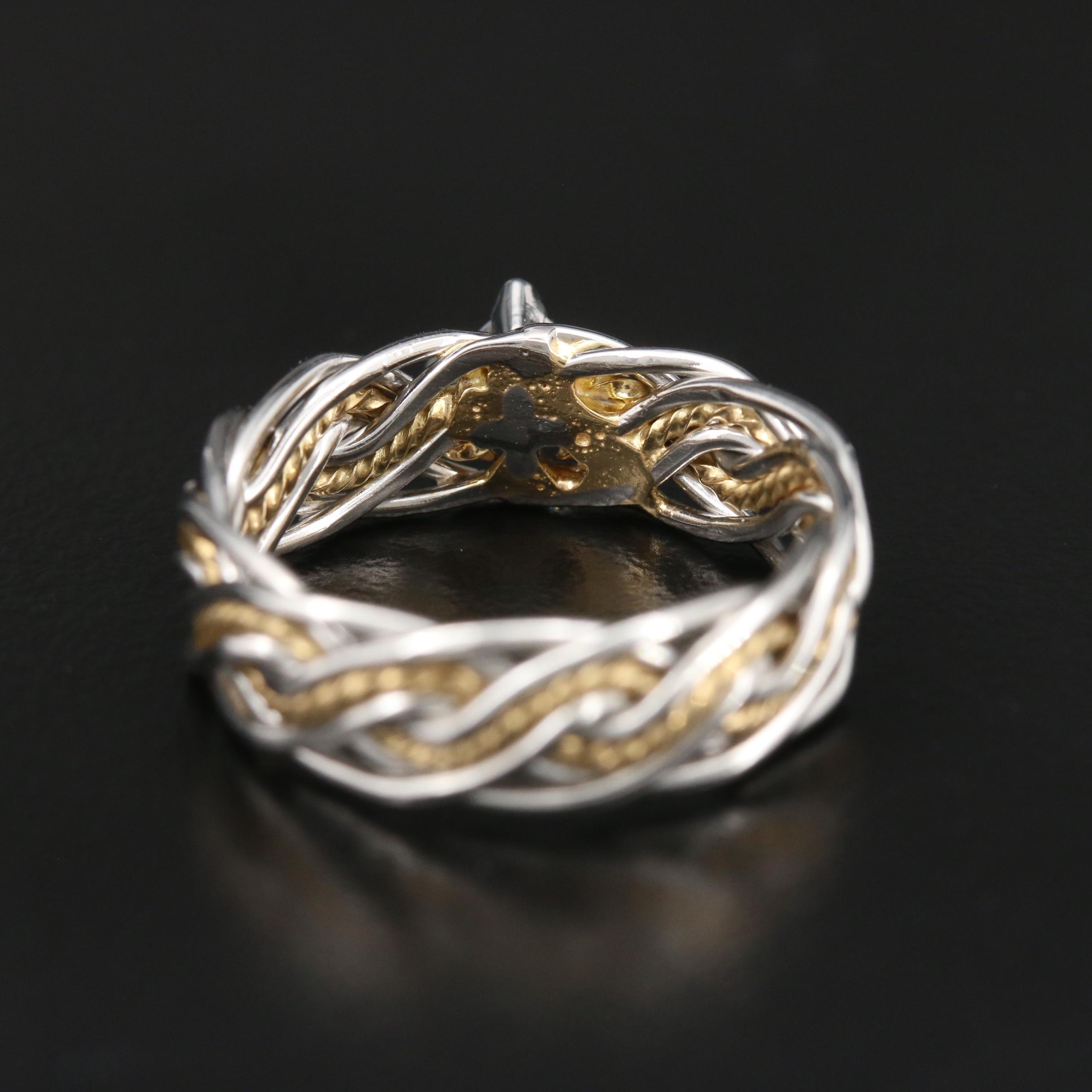 Platinum and 14K Yellow Gold 0.25 CT Diamond Solitaire Braided Ring