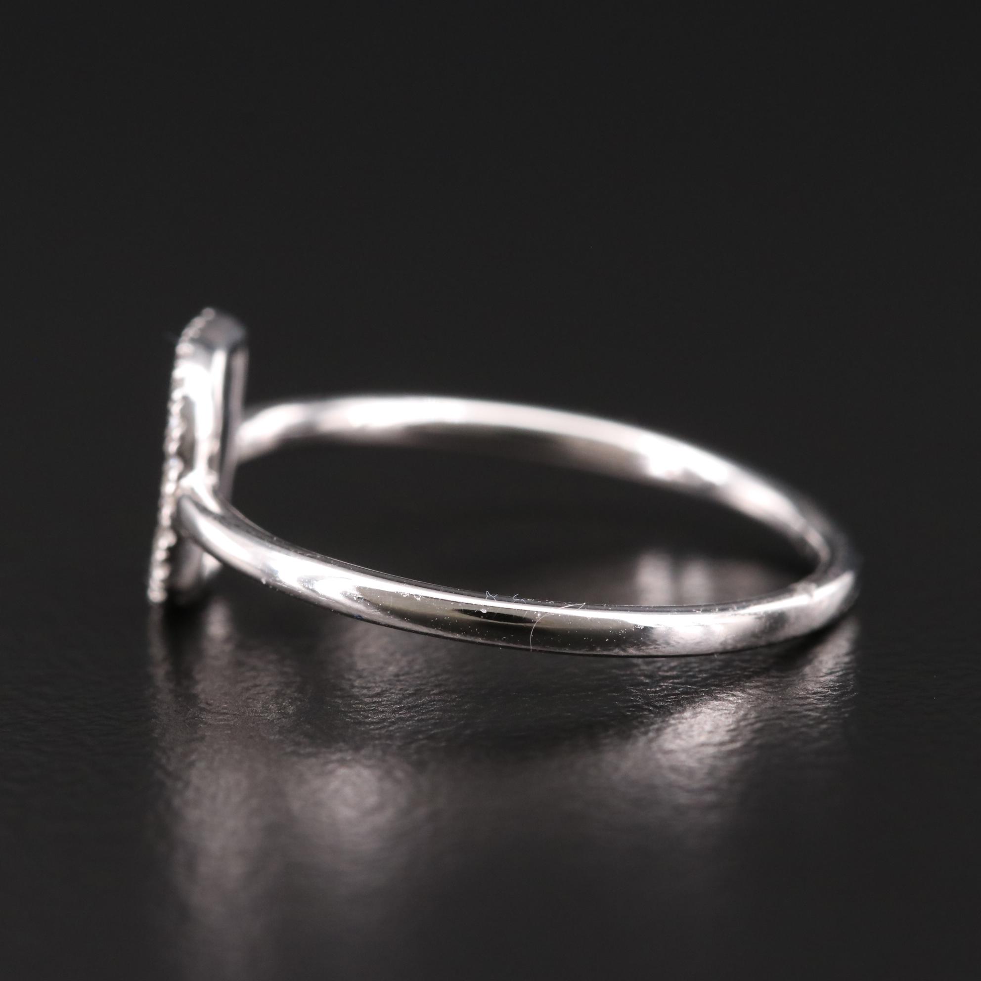 14K White Gold Diamond "D" Initial Ring