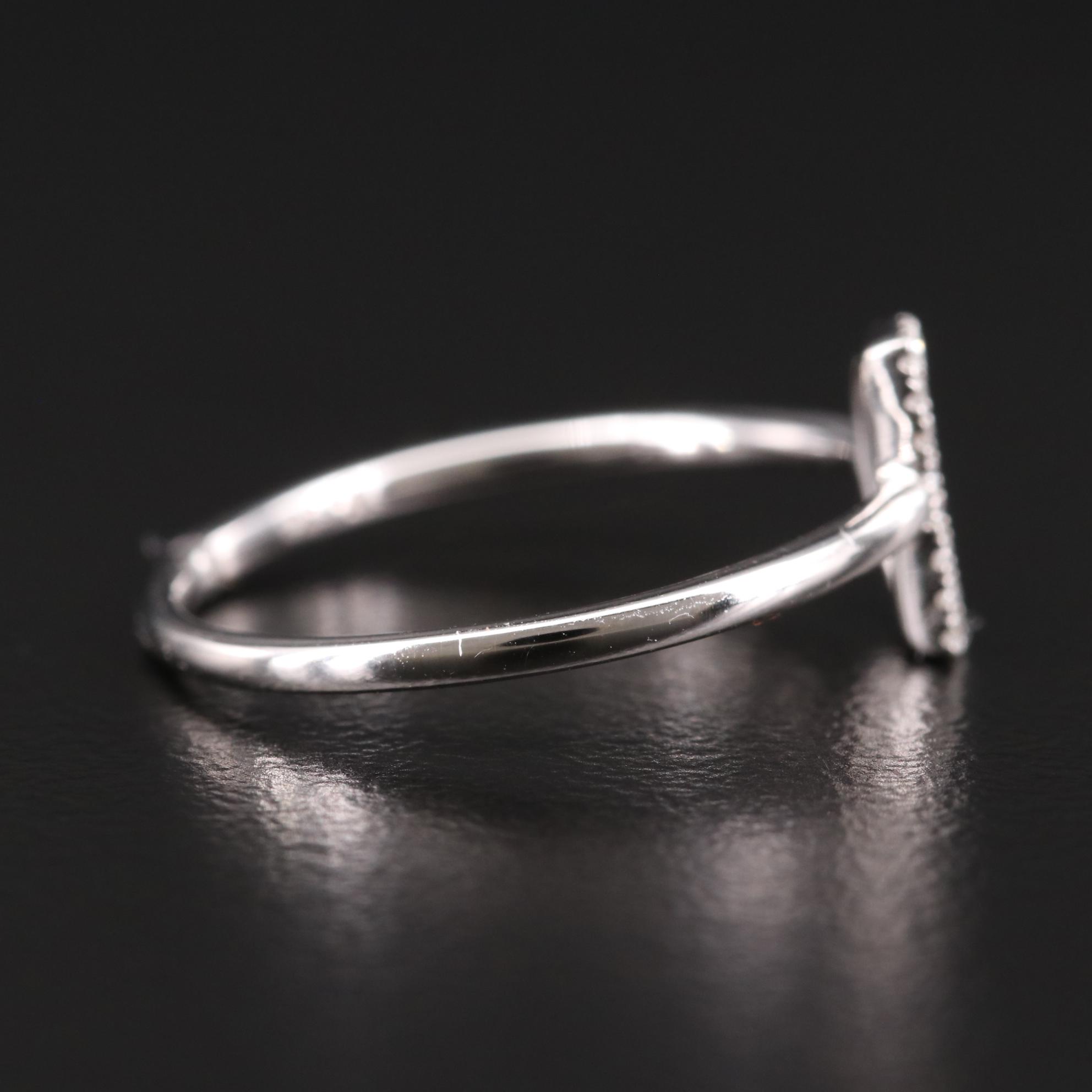 14K White Gold Diamond "D" Initial Ring