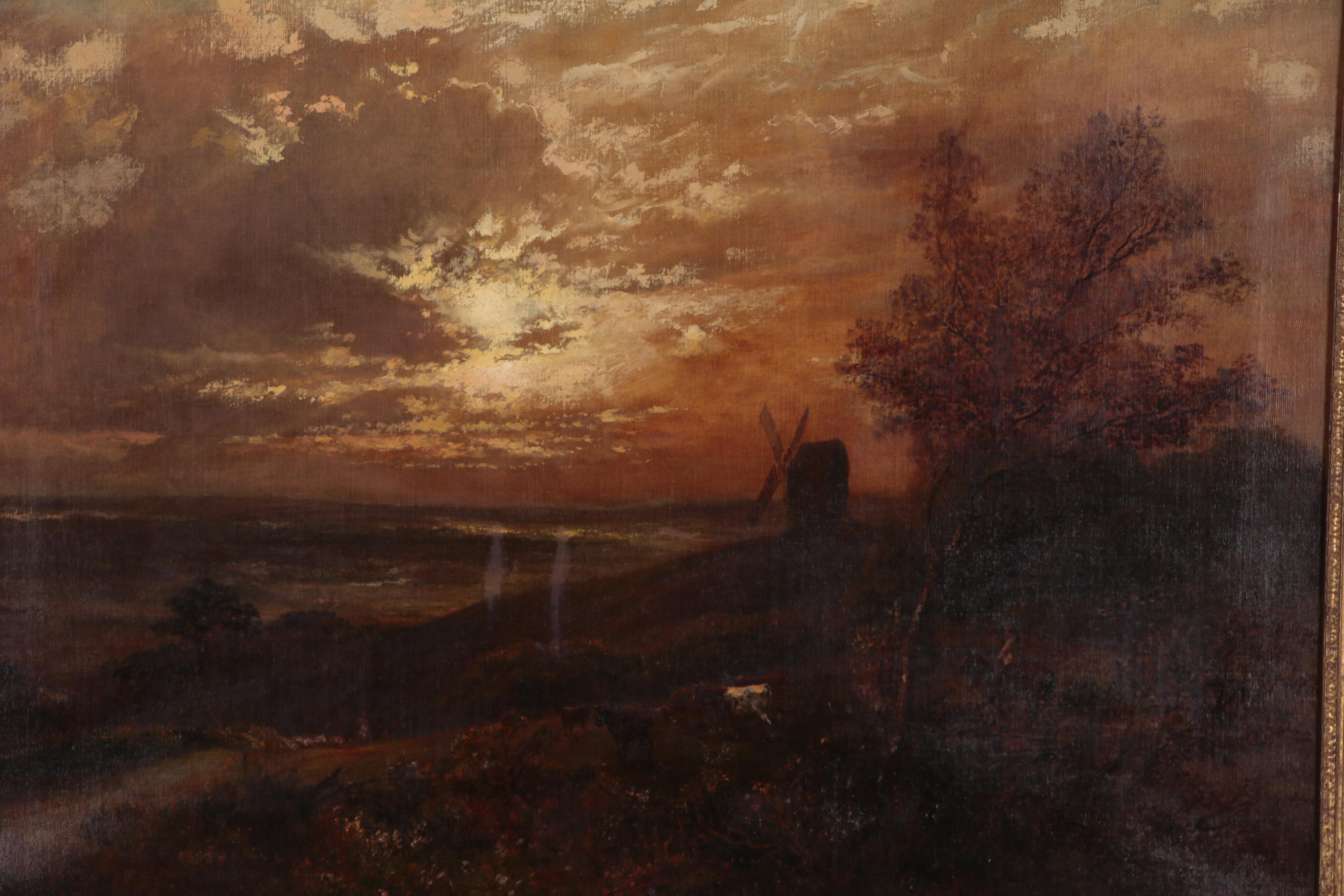 Pastoral Landscape Oil Painting, Late 19th Century