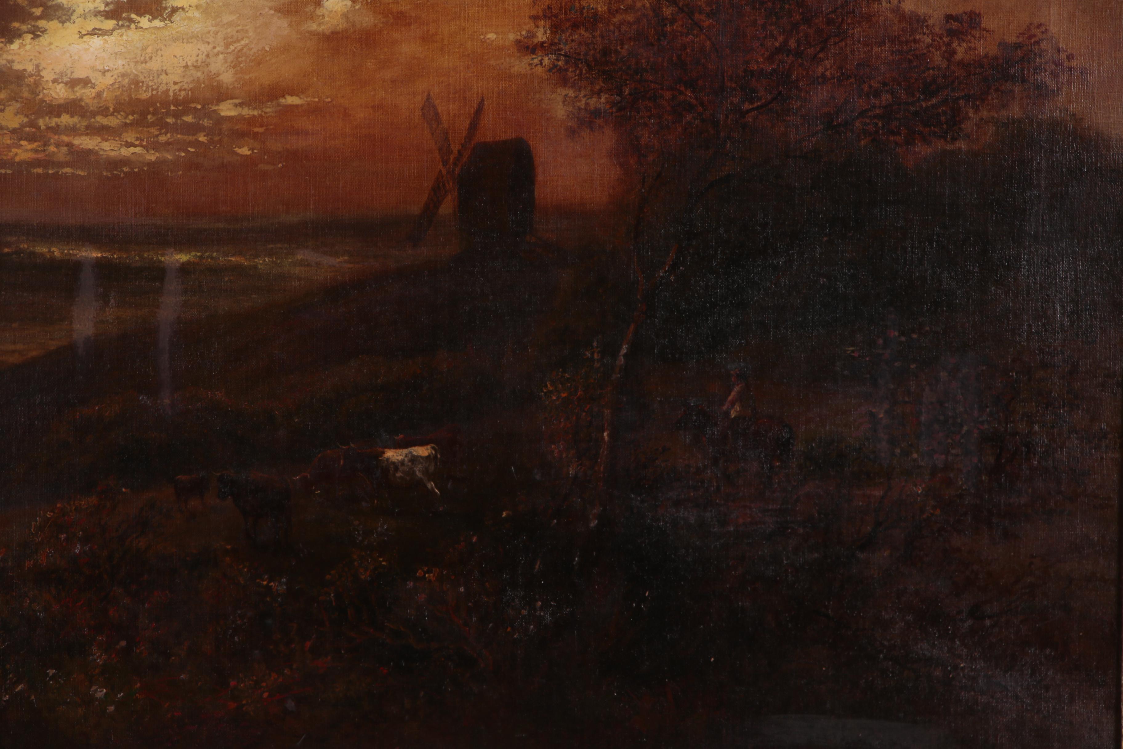 Pastoral Landscape Oil Painting, Late 19th Century
