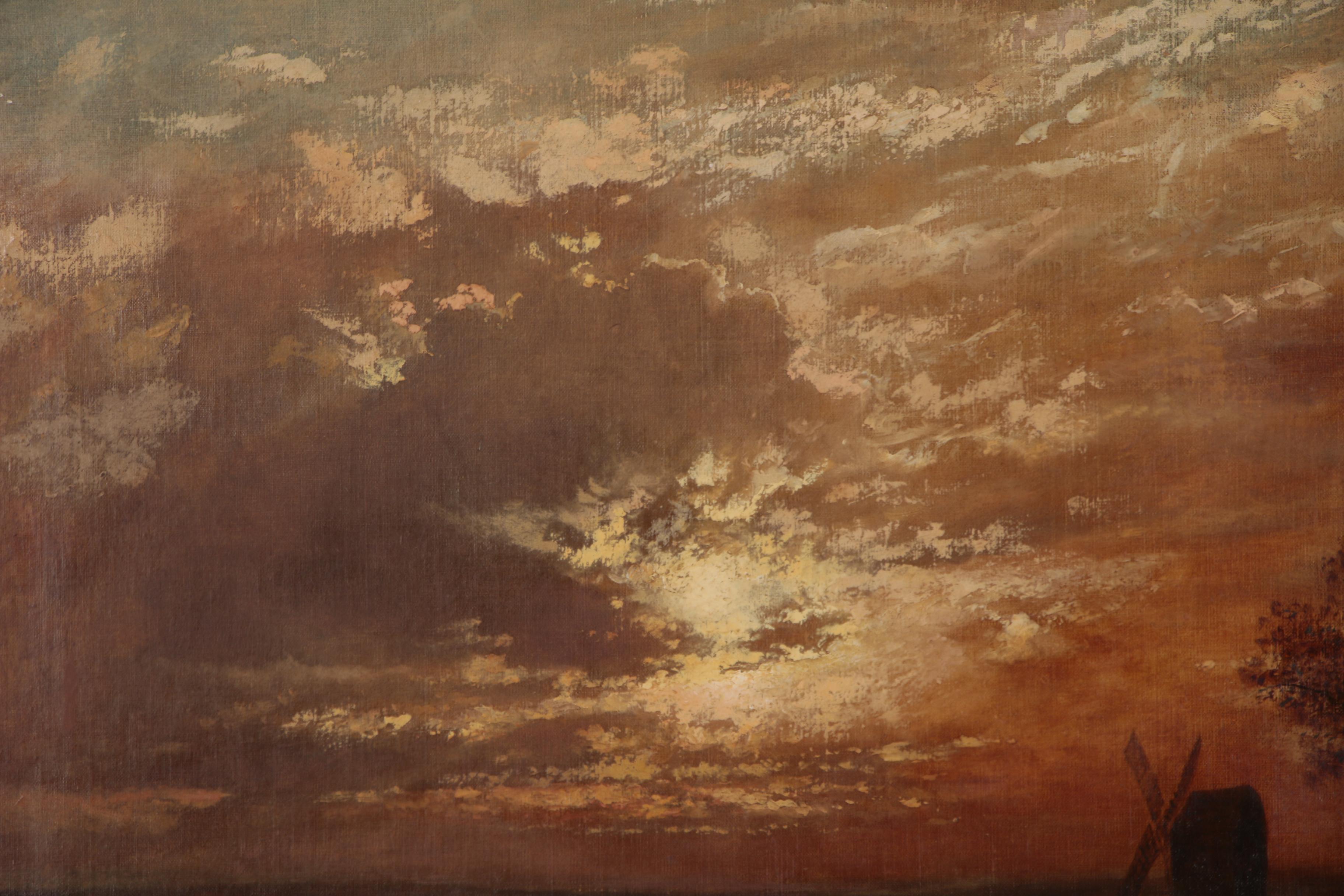 Pastoral Landscape Oil Painting, Late 19th Century