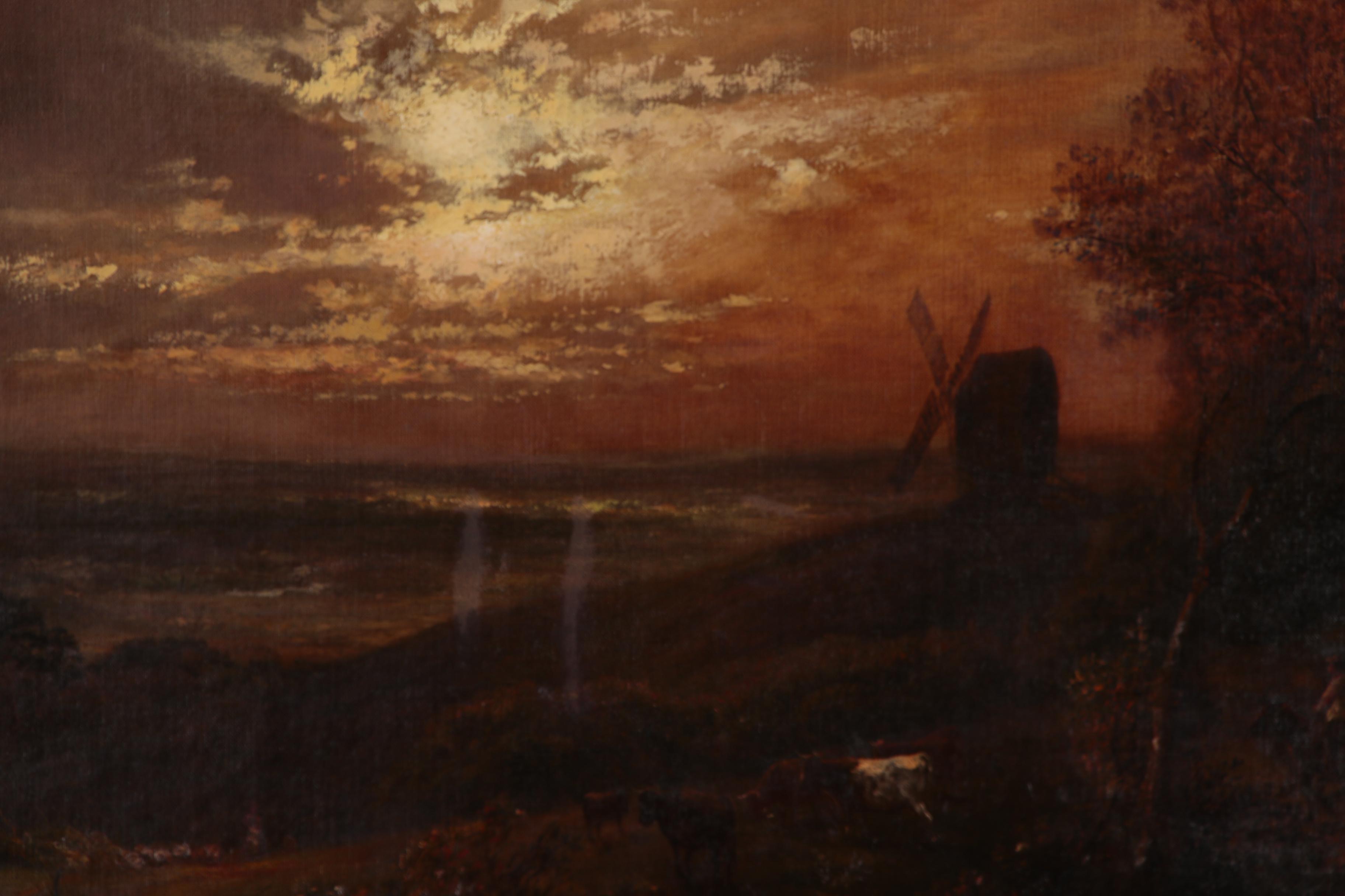 Pastoral Landscape Oil Painting, Late 19th Century