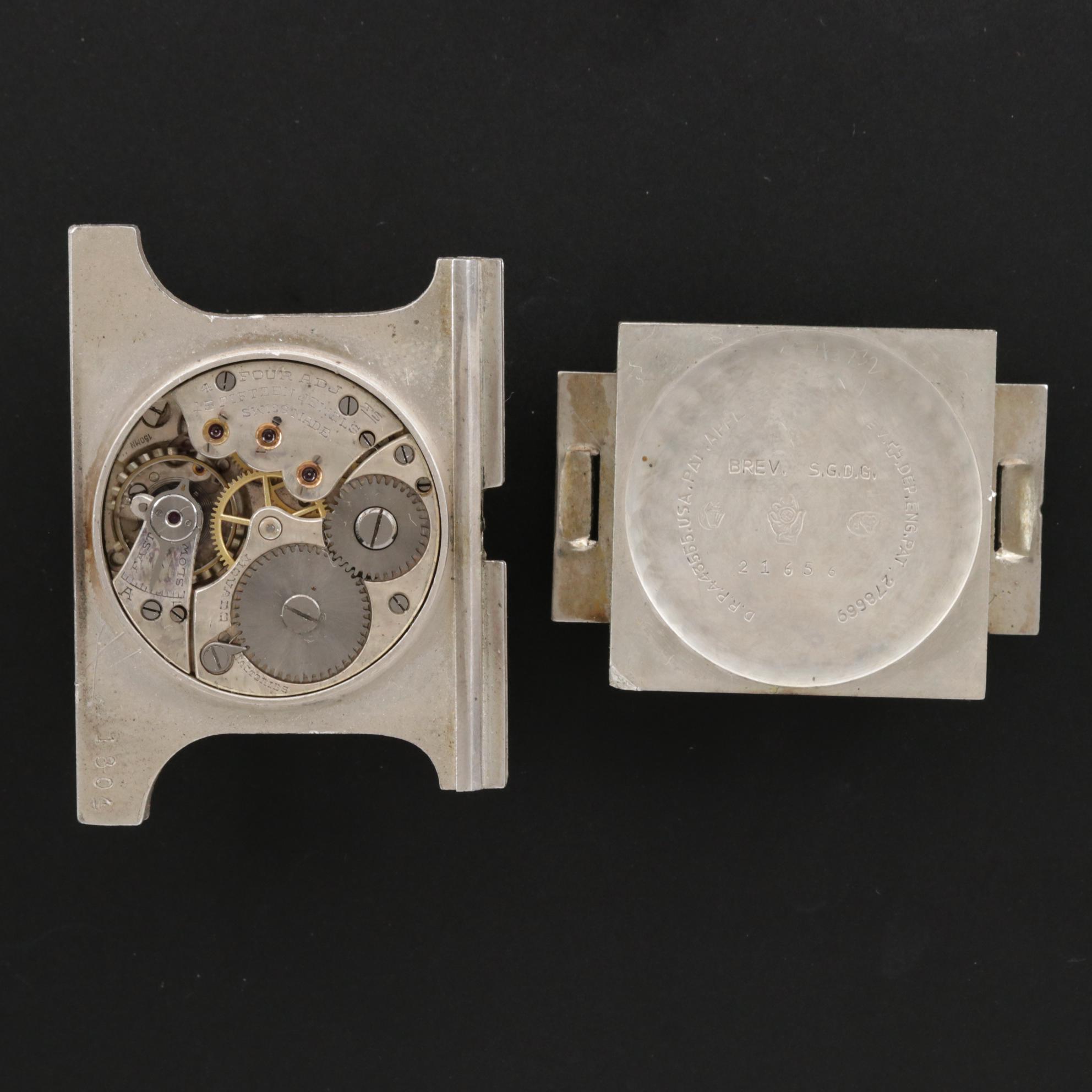 Movado "Ermeto" For J.E. Caldwell & Co. Sterling Silver Purse Watch, Vintage