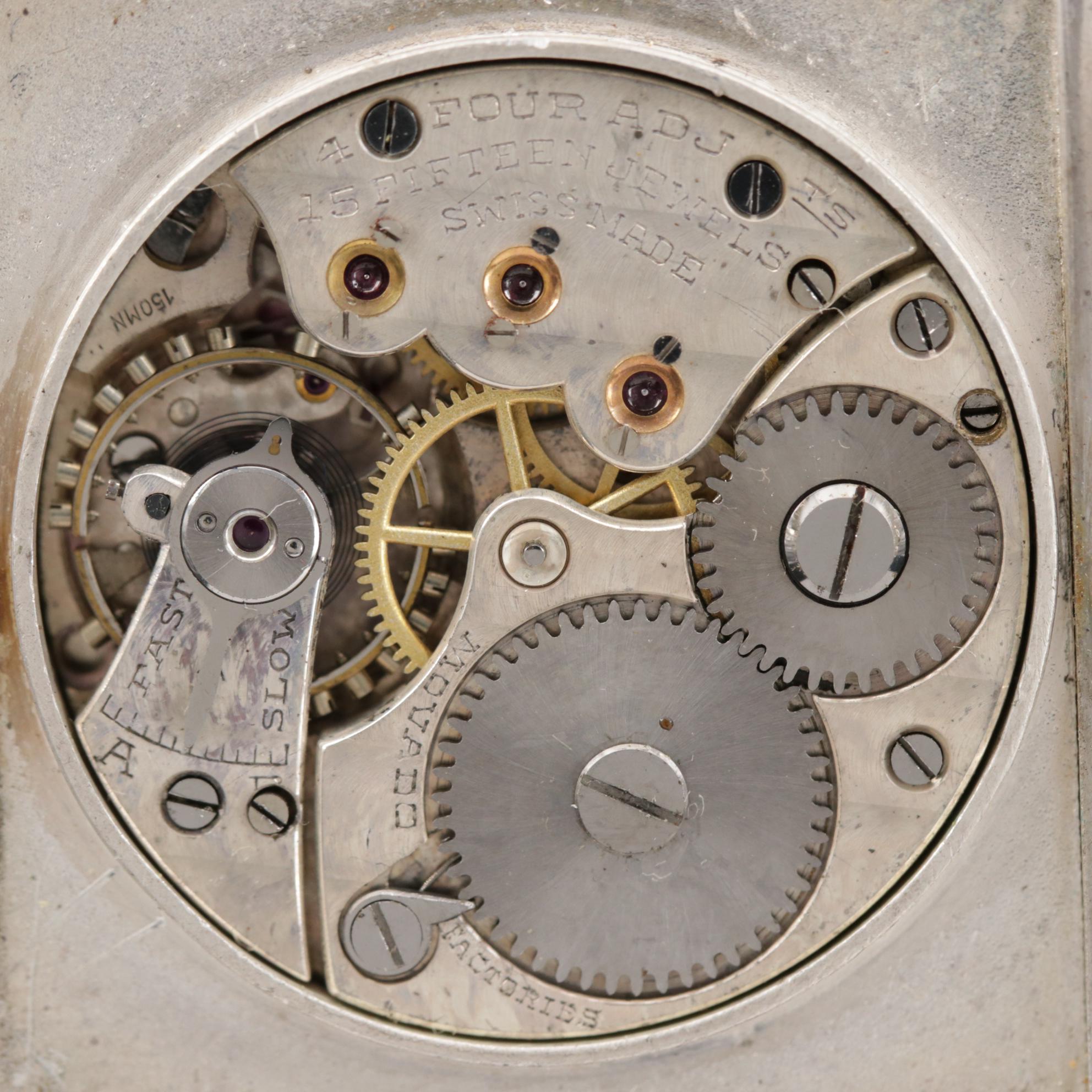 Movado "Ermeto" For J.E. Caldwell & Co. Sterling Silver Purse Watch, Vintage