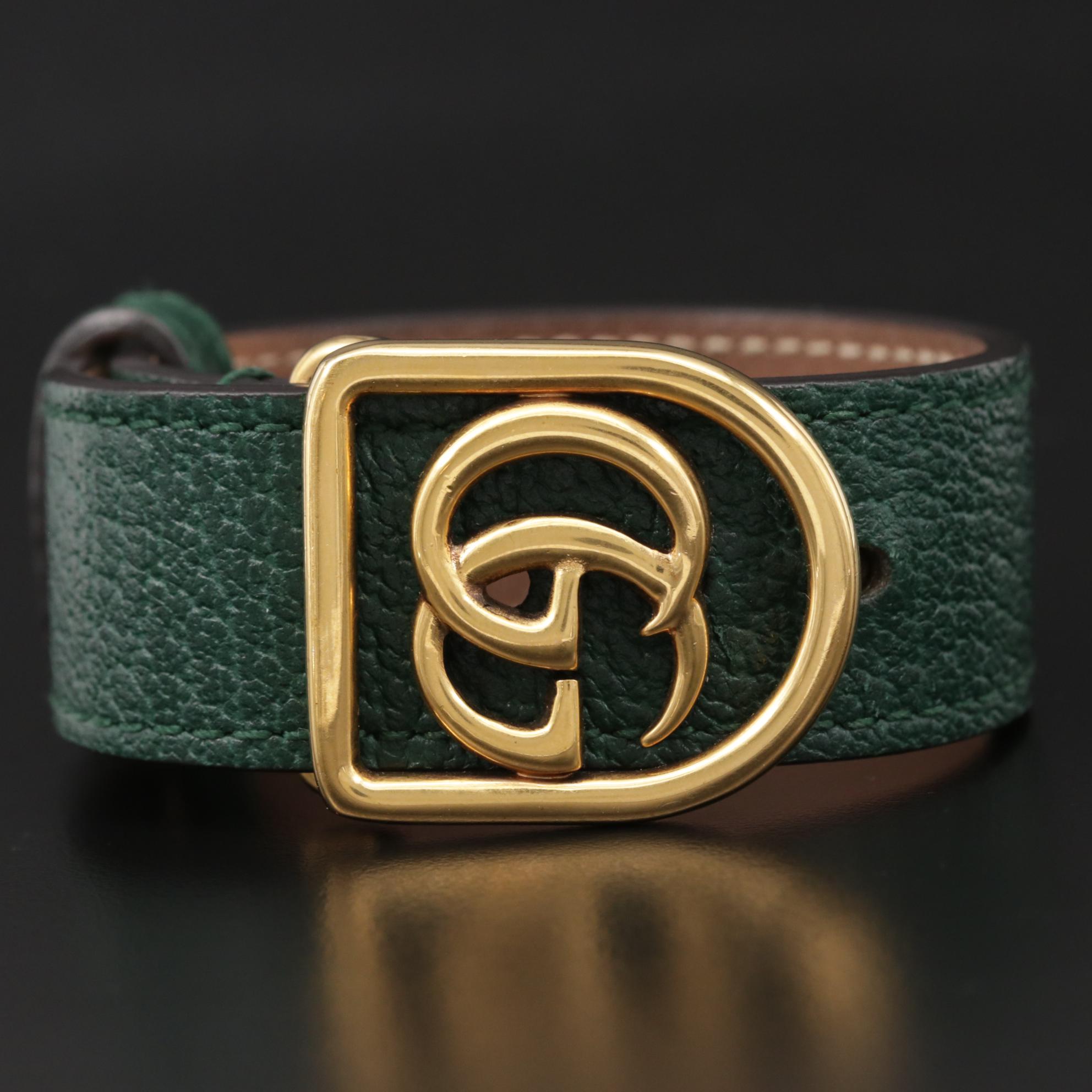 Gucci 'Double G' Buckle Leather Bracelet