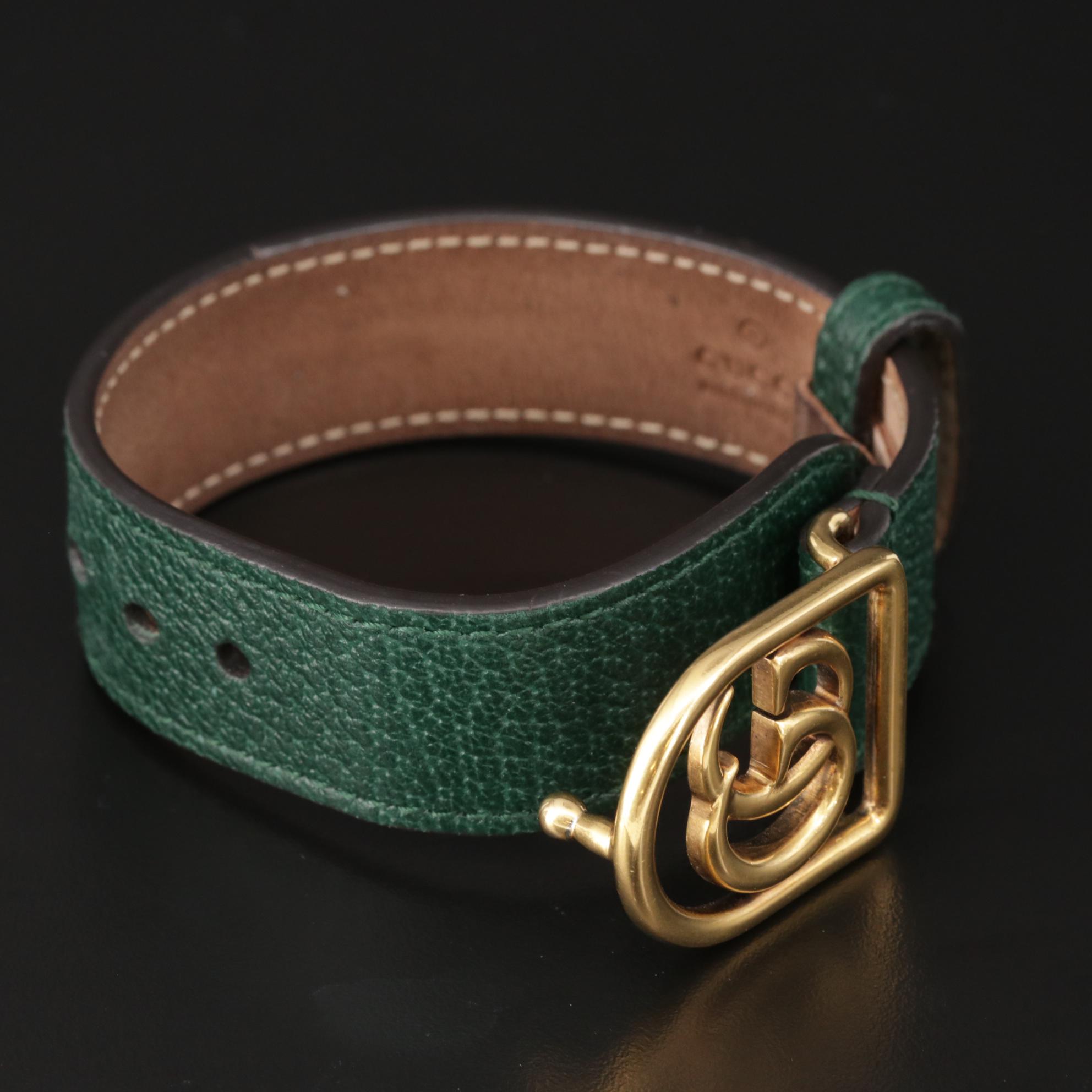 Gucci 'Double G' Buckle Leather Bracelet