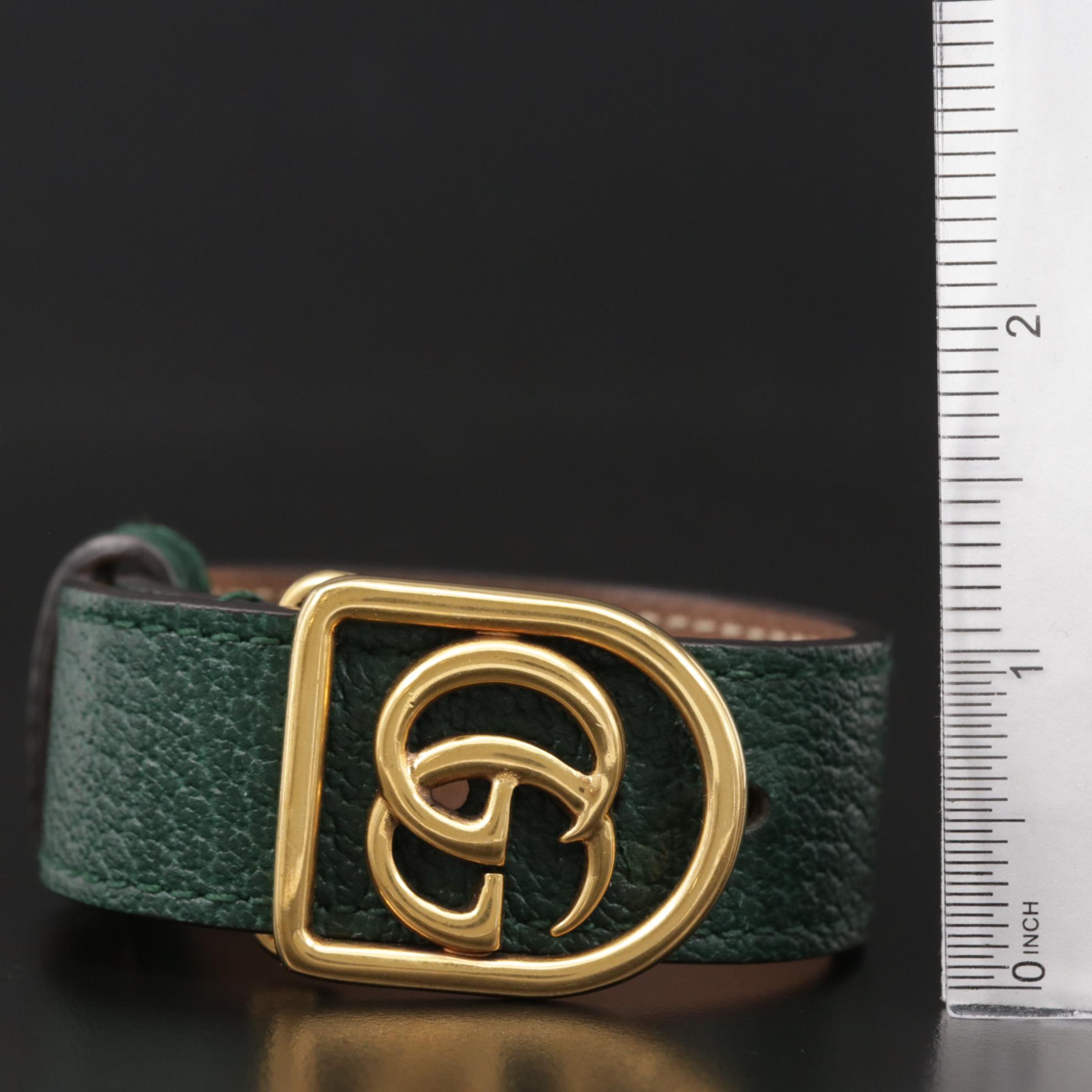 Gucci 'Double G' Buckle Leather Bracelet