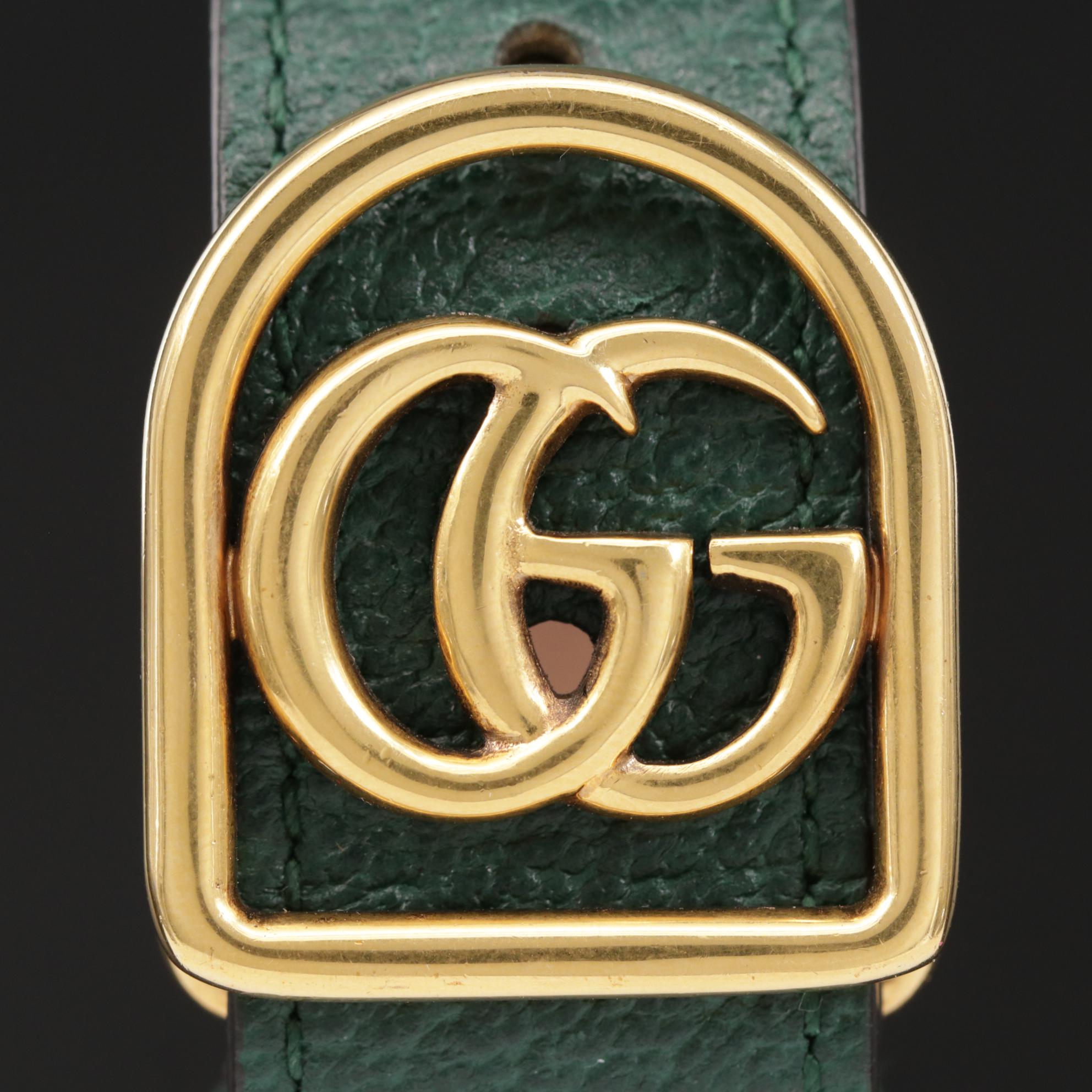 Gucci 'Double G' Buckle Leather Bracelet