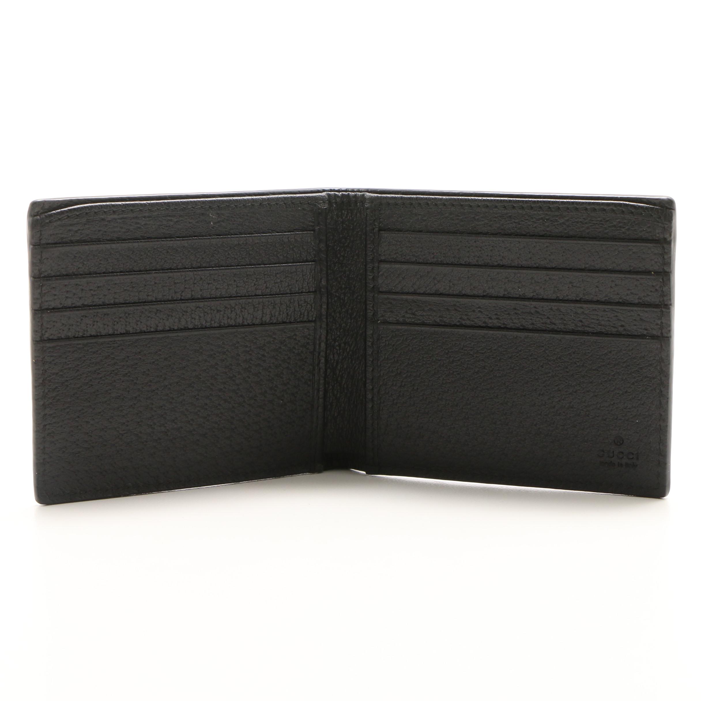 Gucci Animalier Black Leather Bee Bifold Wallet