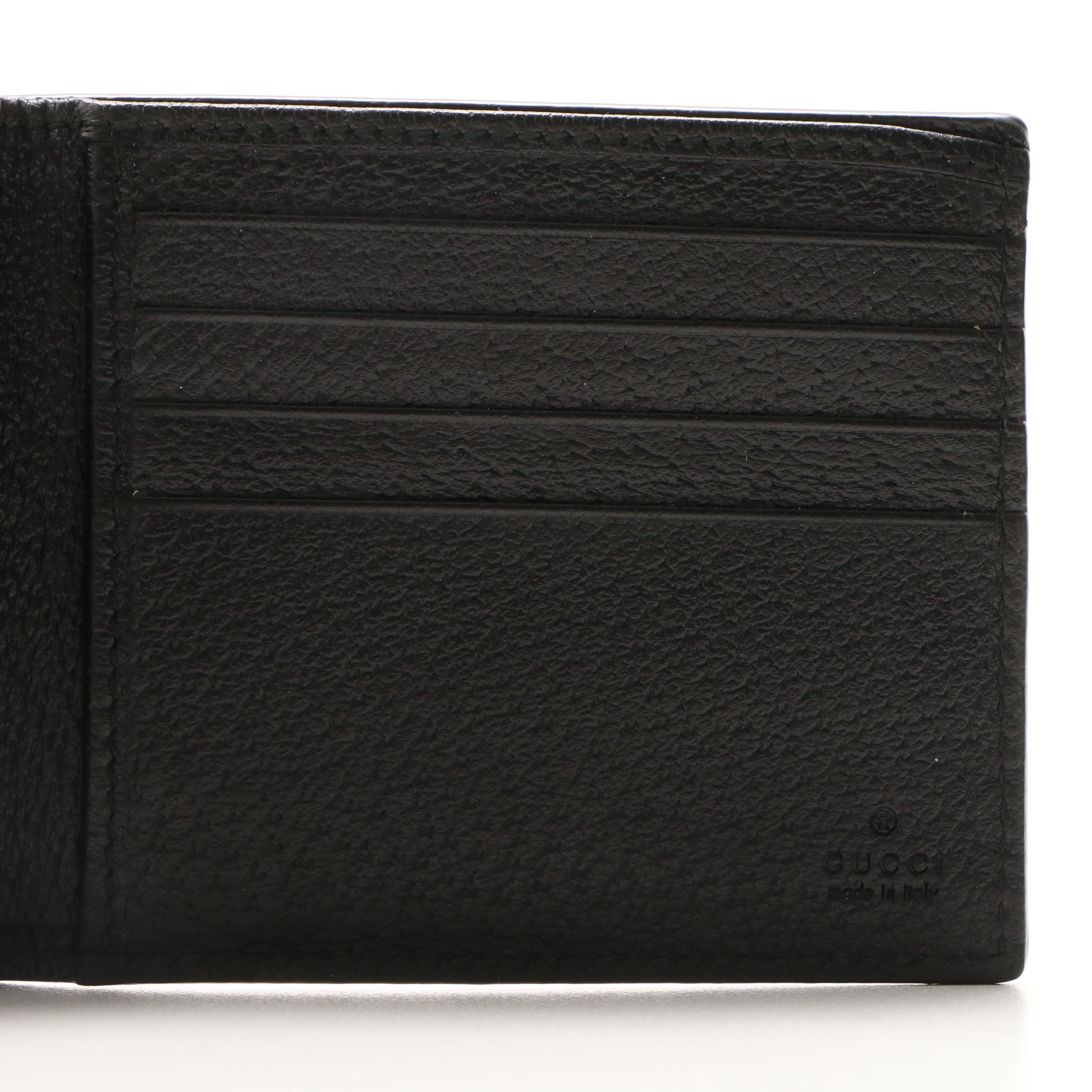 Gucci Animalier Black Leather Bee Bifold Wallet