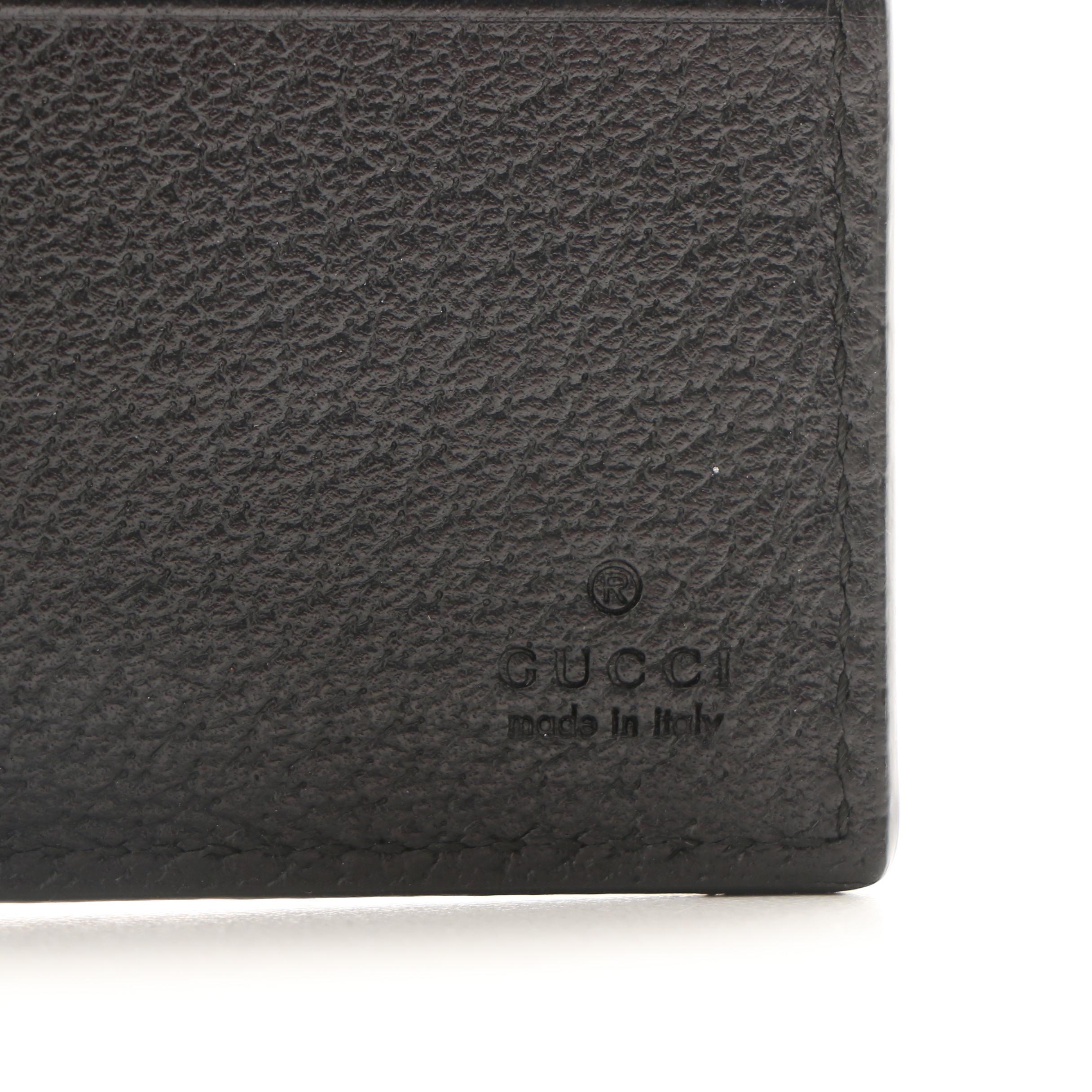 Gucci Animalier Black Leather Bee Bifold Wallet