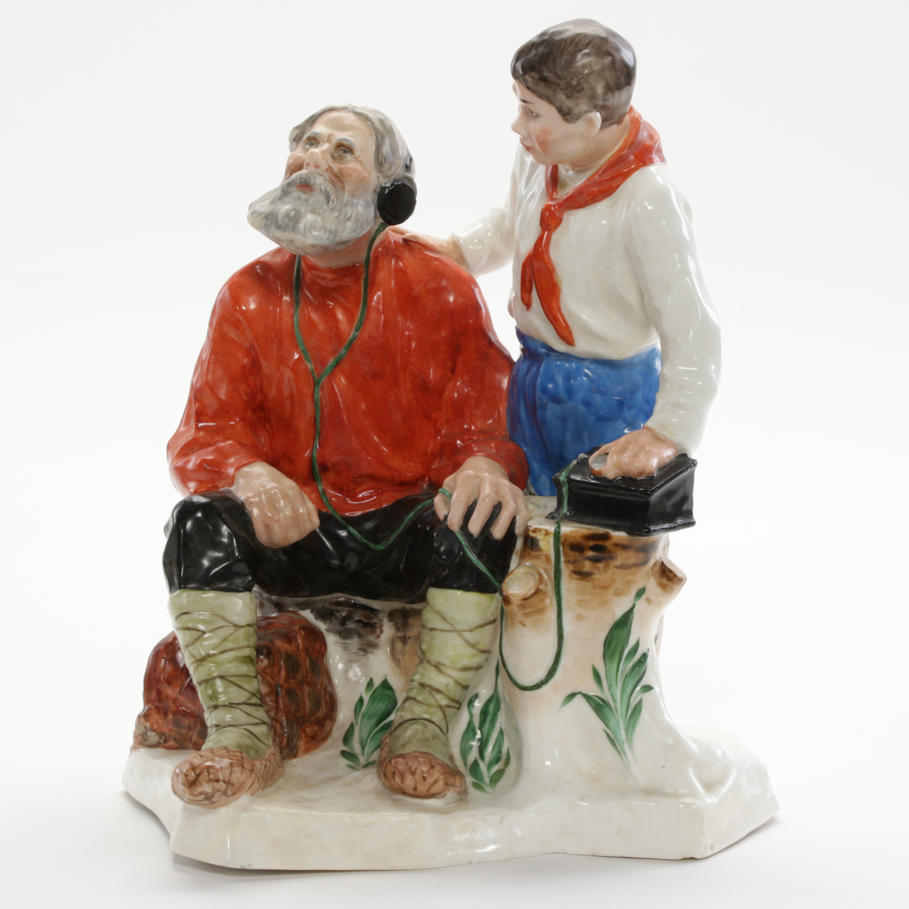 Soviet Russian Porcelain Group "Radio for the Village" by Naum Kongiser