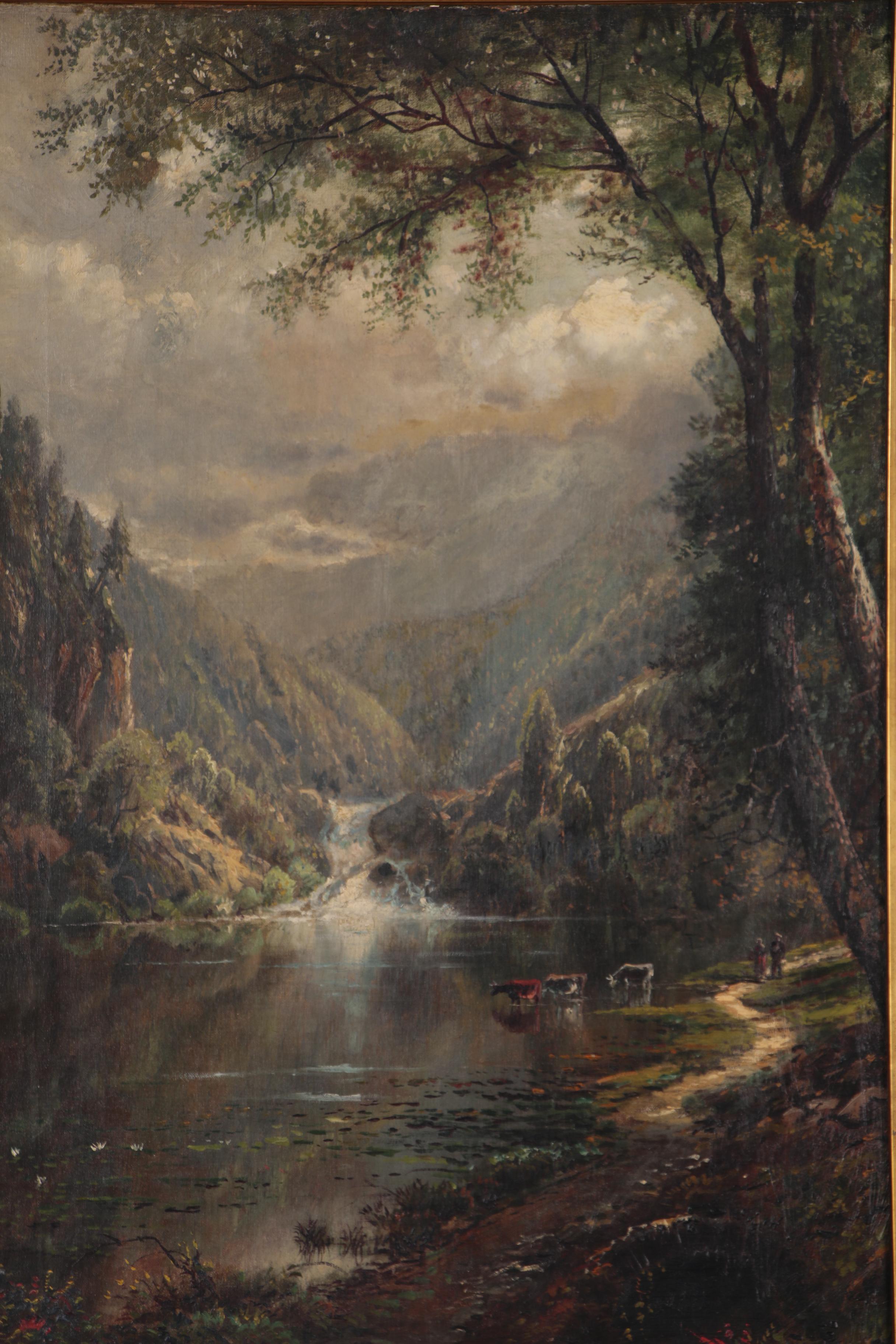 Edmund D. Lewis Pastoral Landscape Oil Painting, 1875