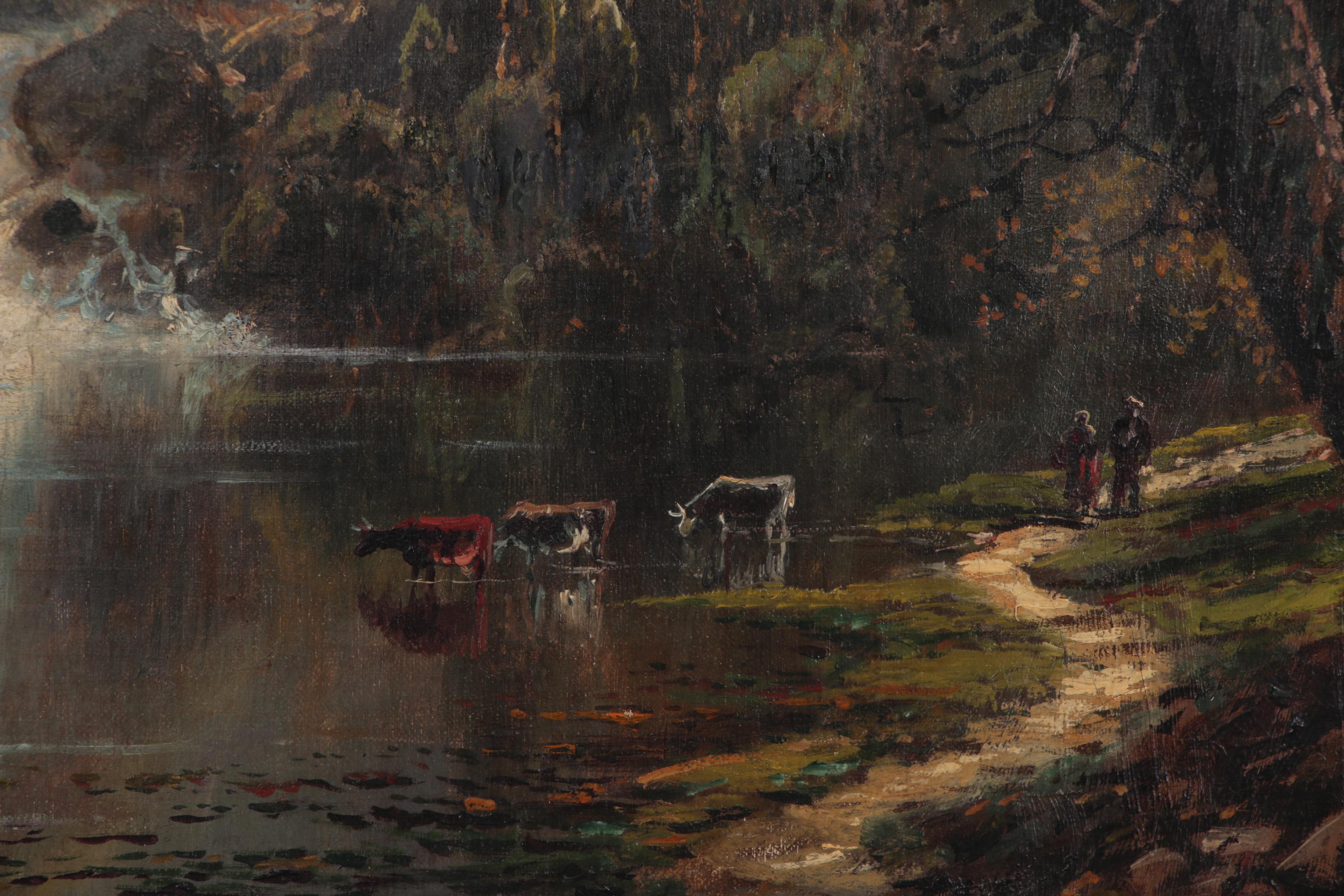 Edmund D. Lewis Pastoral Landscape Oil Painting, 1875