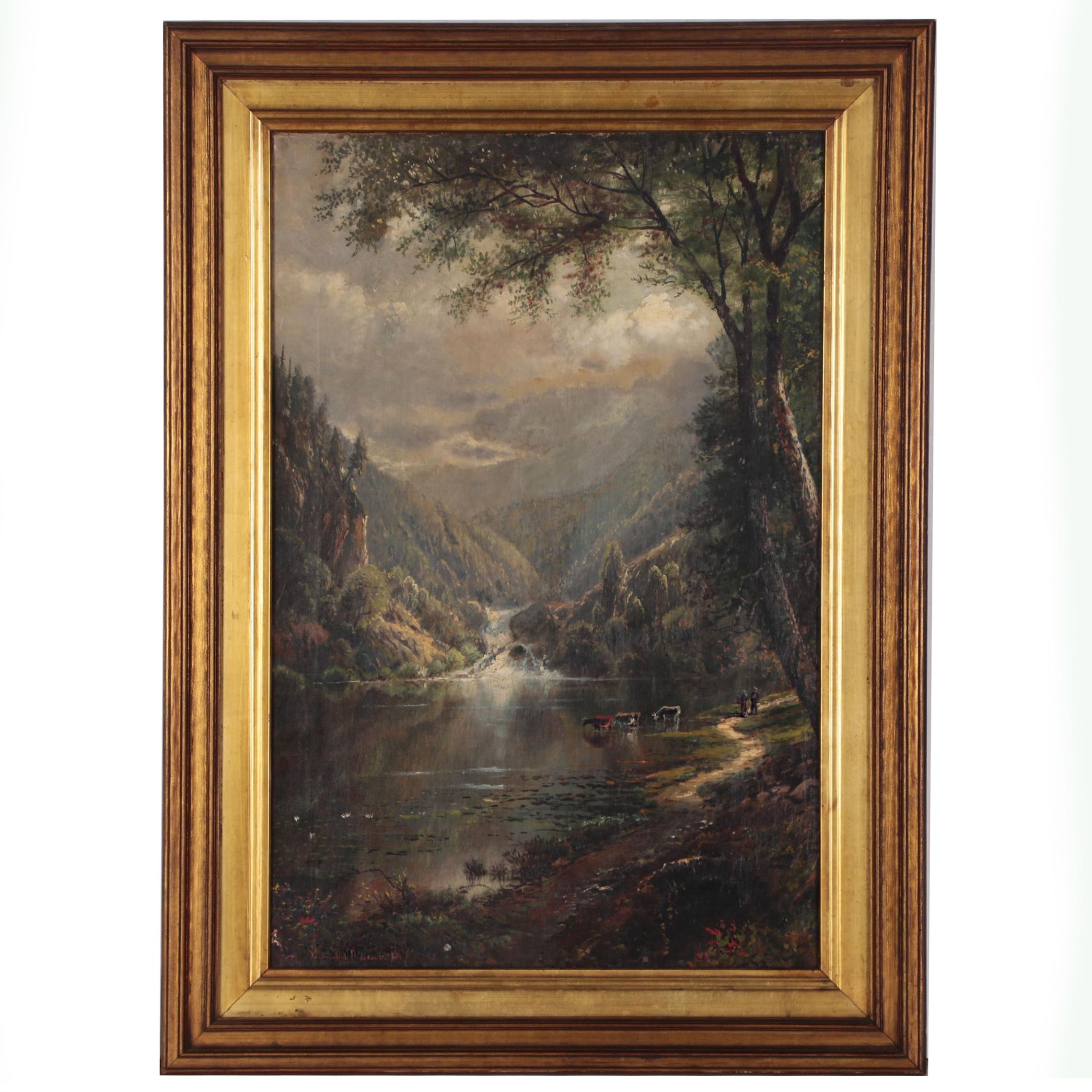 Edmund D. Lewis Pastoral Landscape Oil Painting, 1875