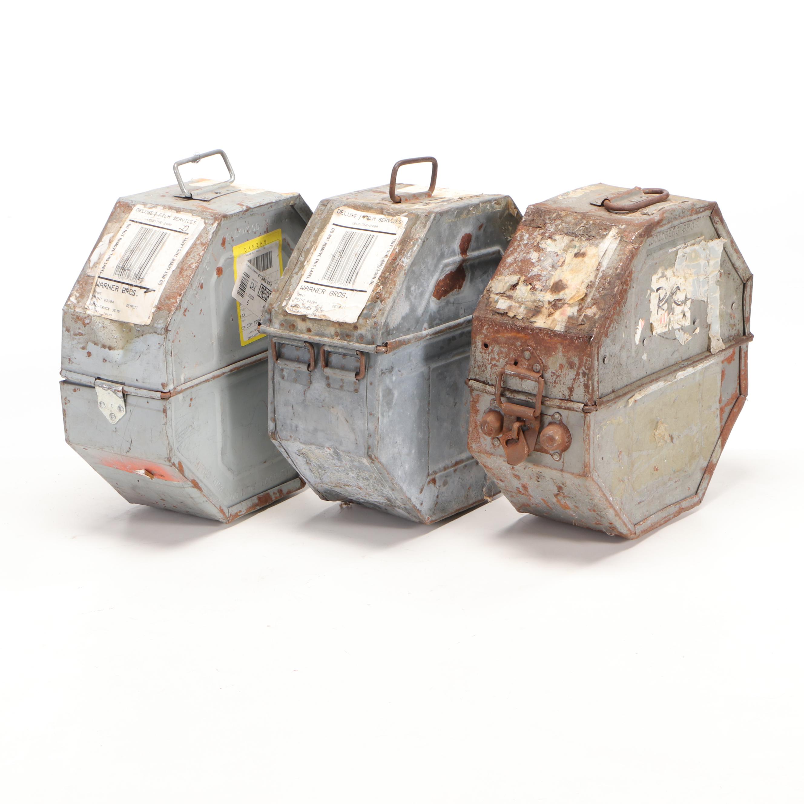 Three Hollywood Film Company Reel Cases, Mid-20th Century