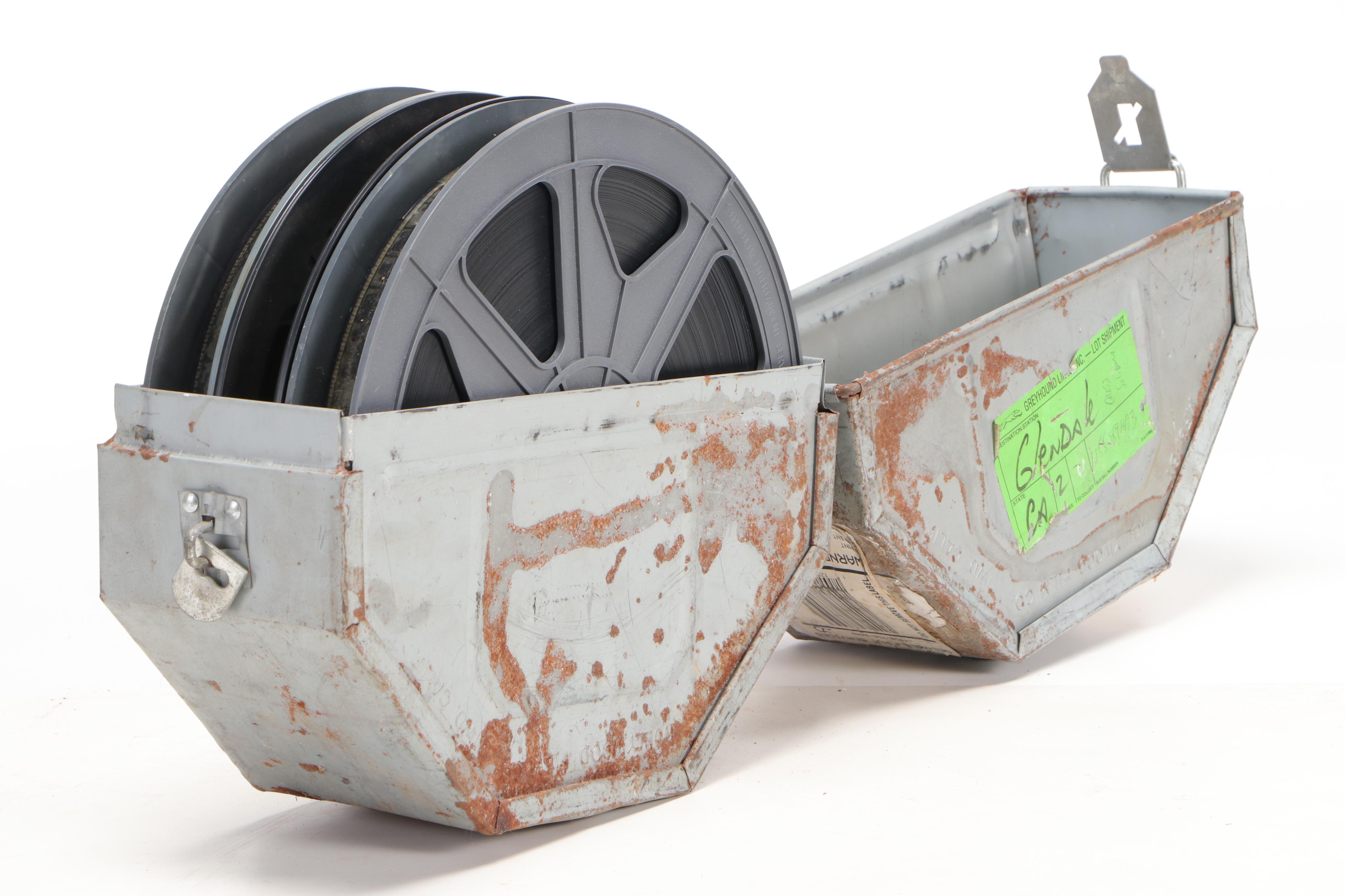 Three Hollywood Film Company Reel Cases, Mid-20th Century