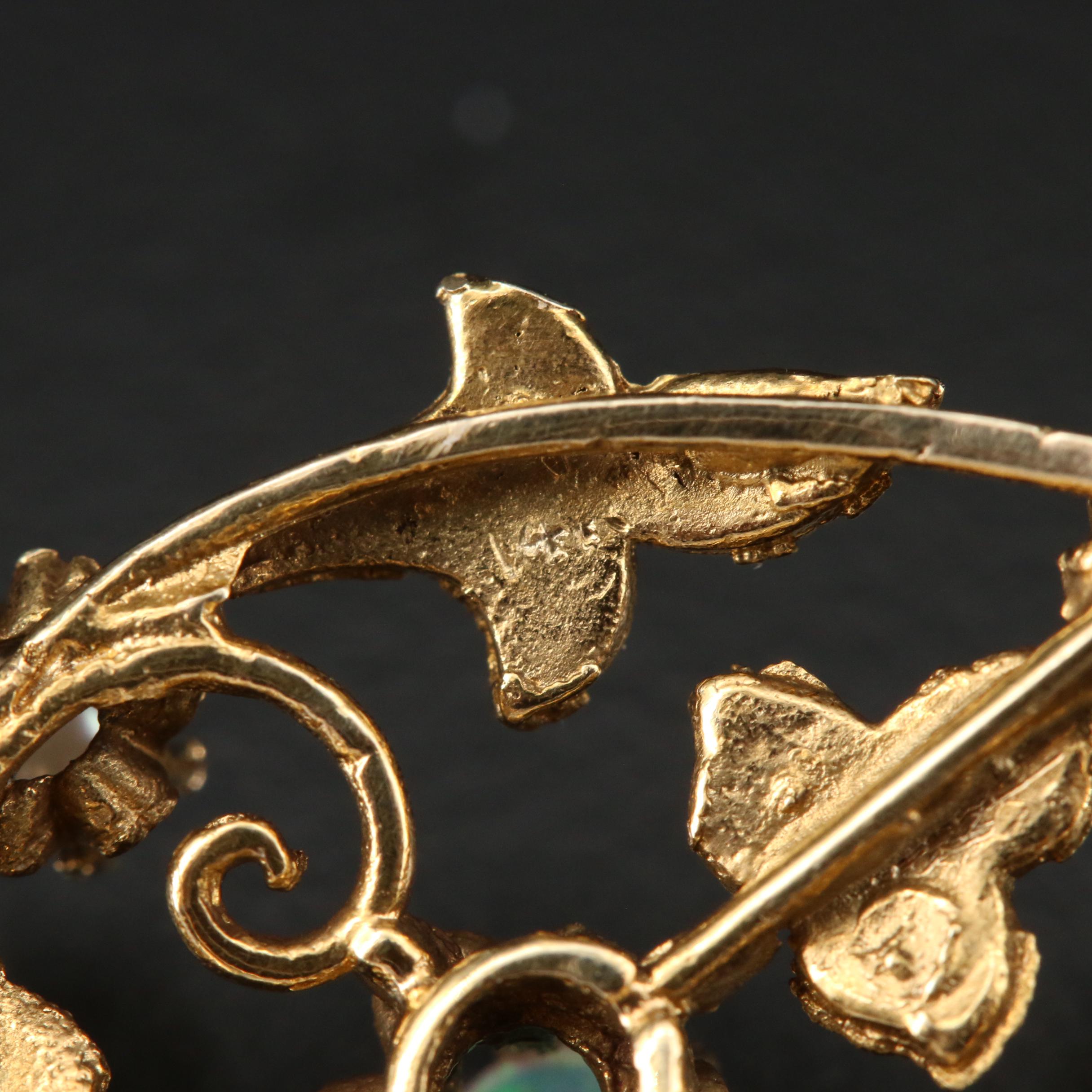 Vintage 14K Gold Opal and Pearl Converter Brooch