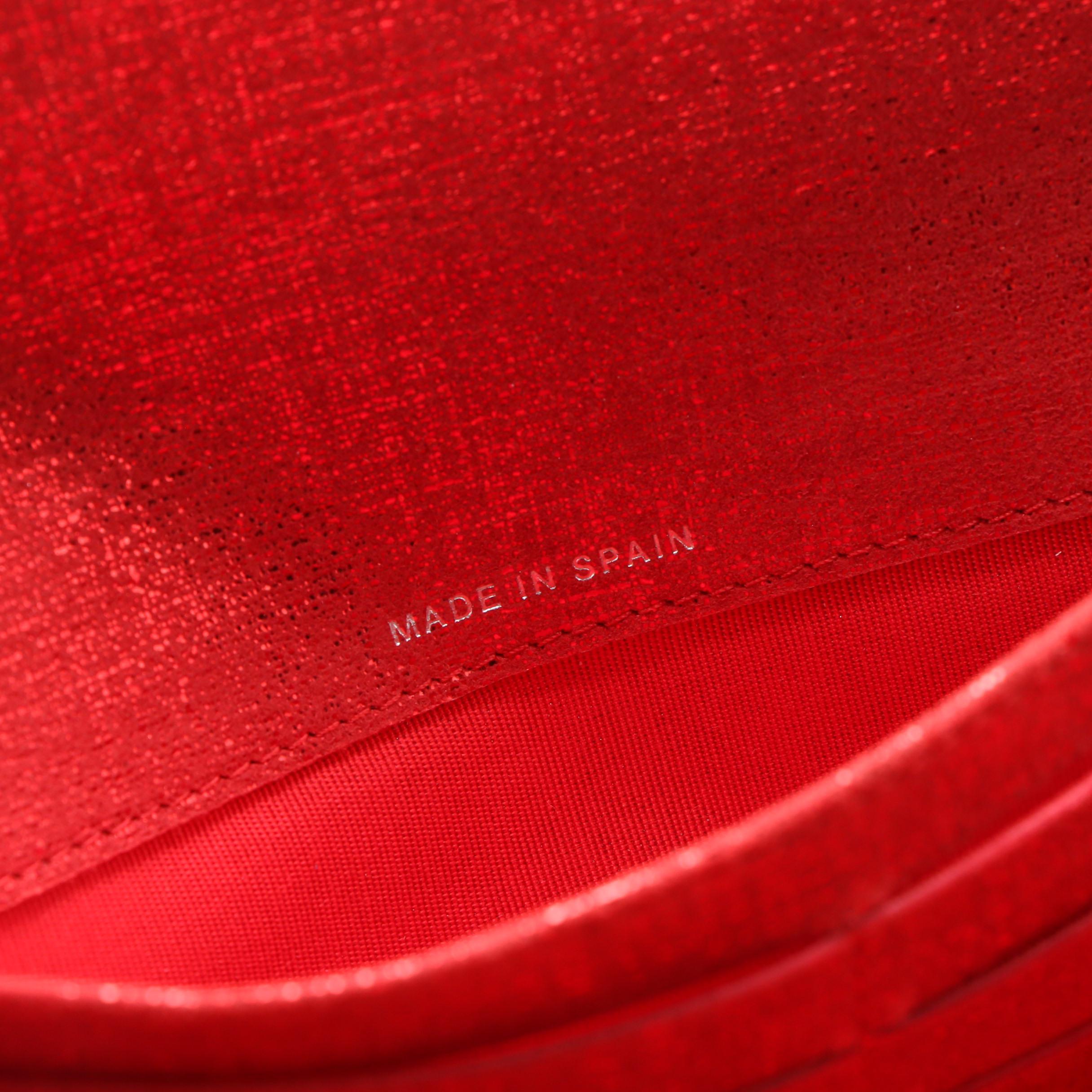 Chanel Red Metallic Quilted Suede CC Gusset Long Flap Wallet