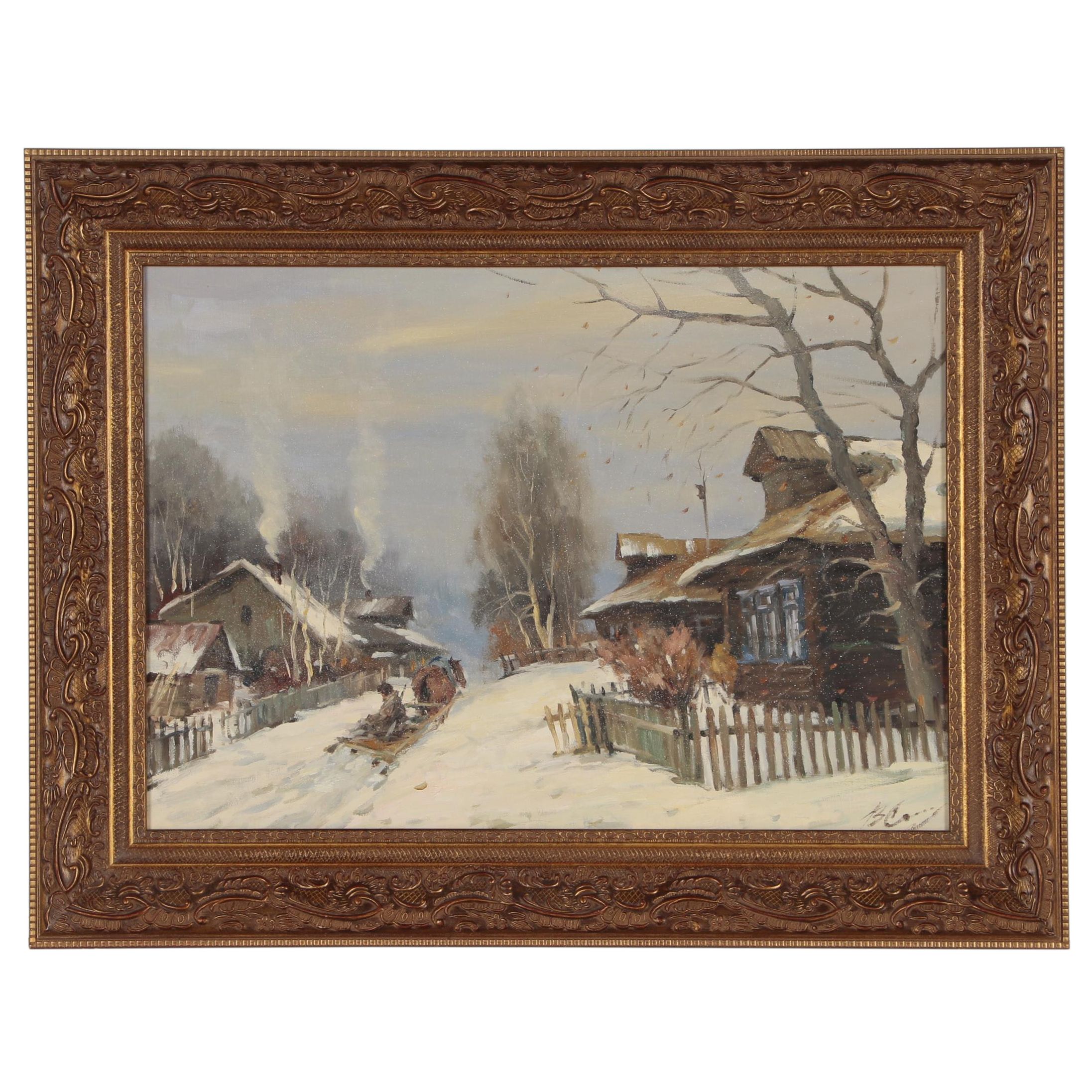 Valery Saidov Oil Painting "Village - Red Shutters"