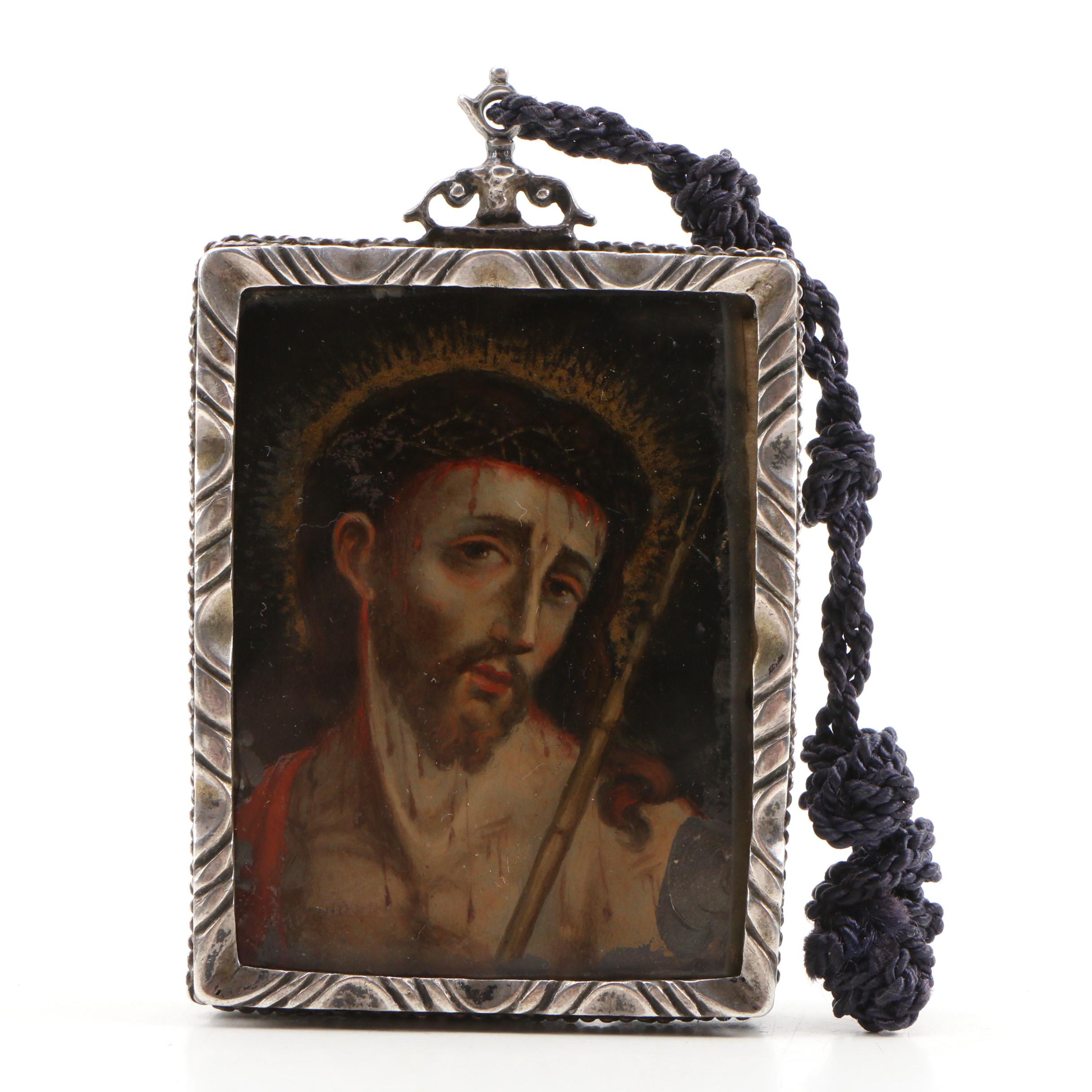 Spanish Colonial Églomisé Pendant with Papal Bull of 1715, Late 17th Century