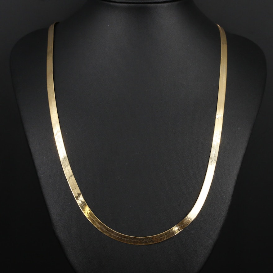 14K Yellow Gold Herringbone Necklace