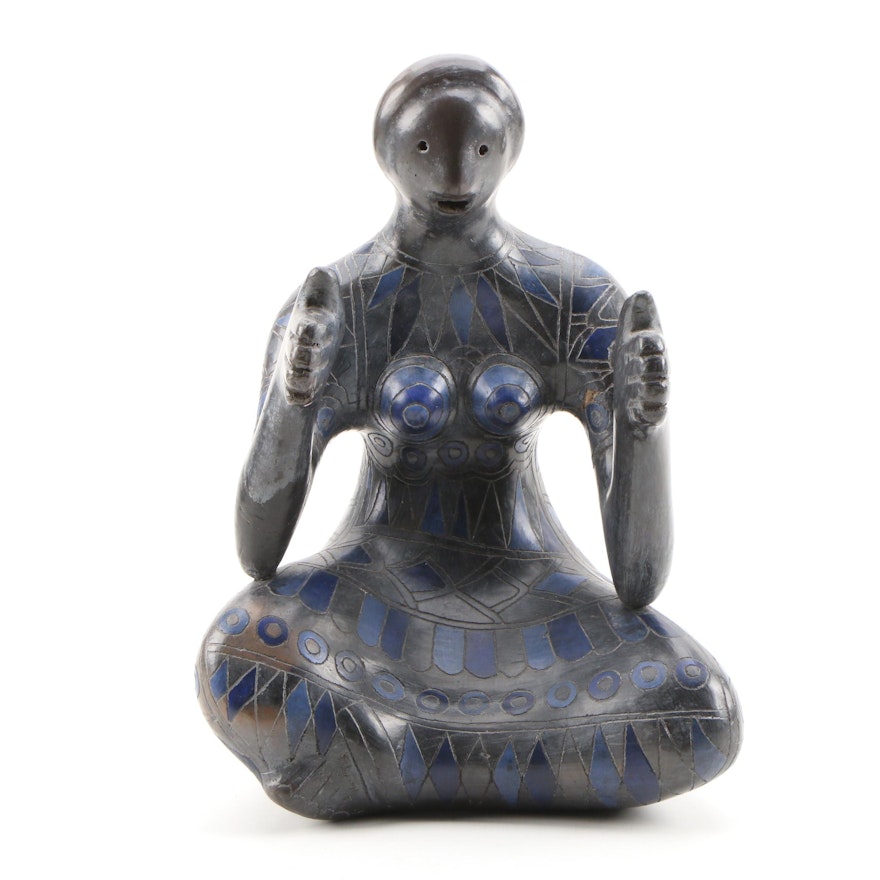 Manuel Felguerez Ceramic Sculpture of Seated Female Figure