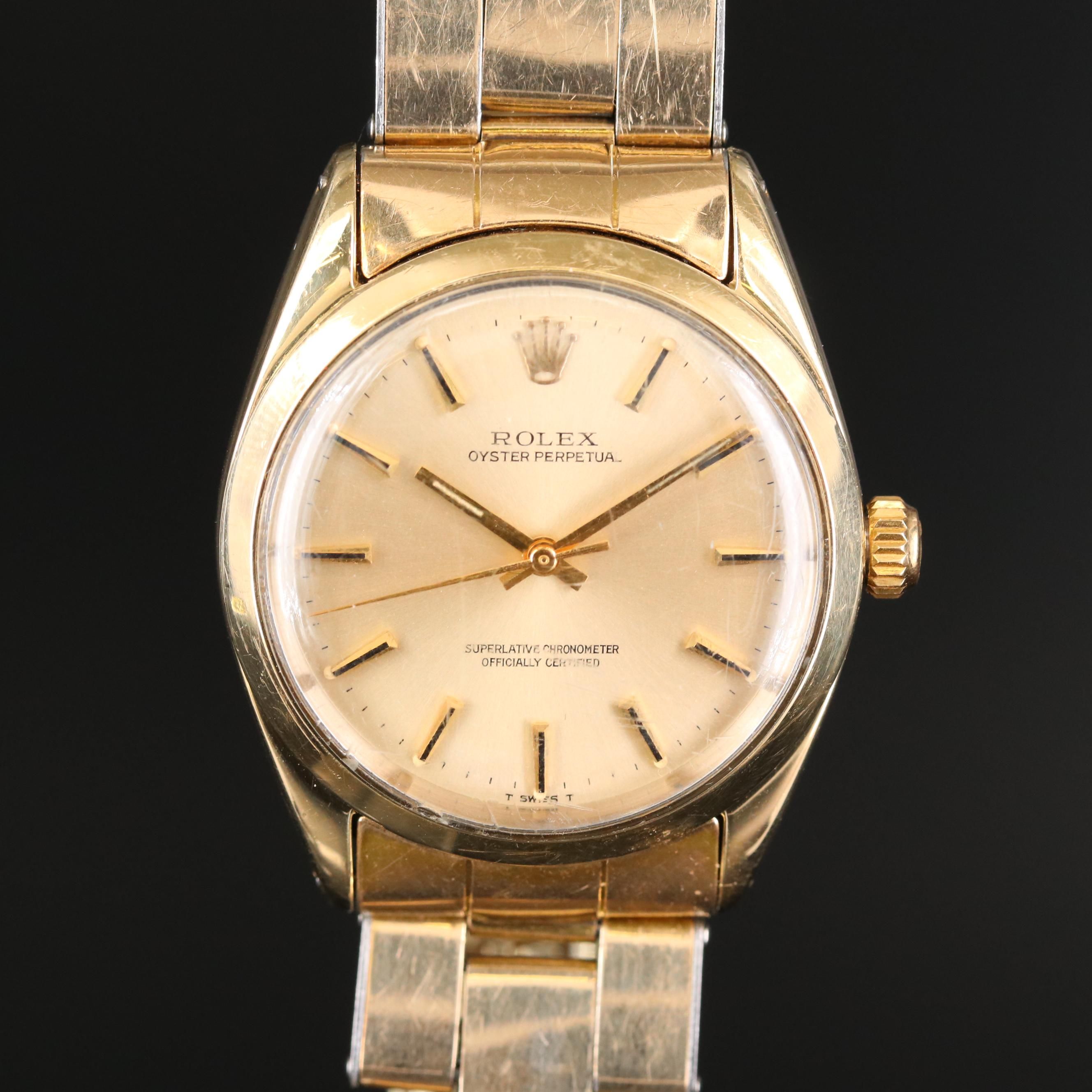Vintage Rolex Oyster Perpetual Gold Shell Automatic Watch, 1969