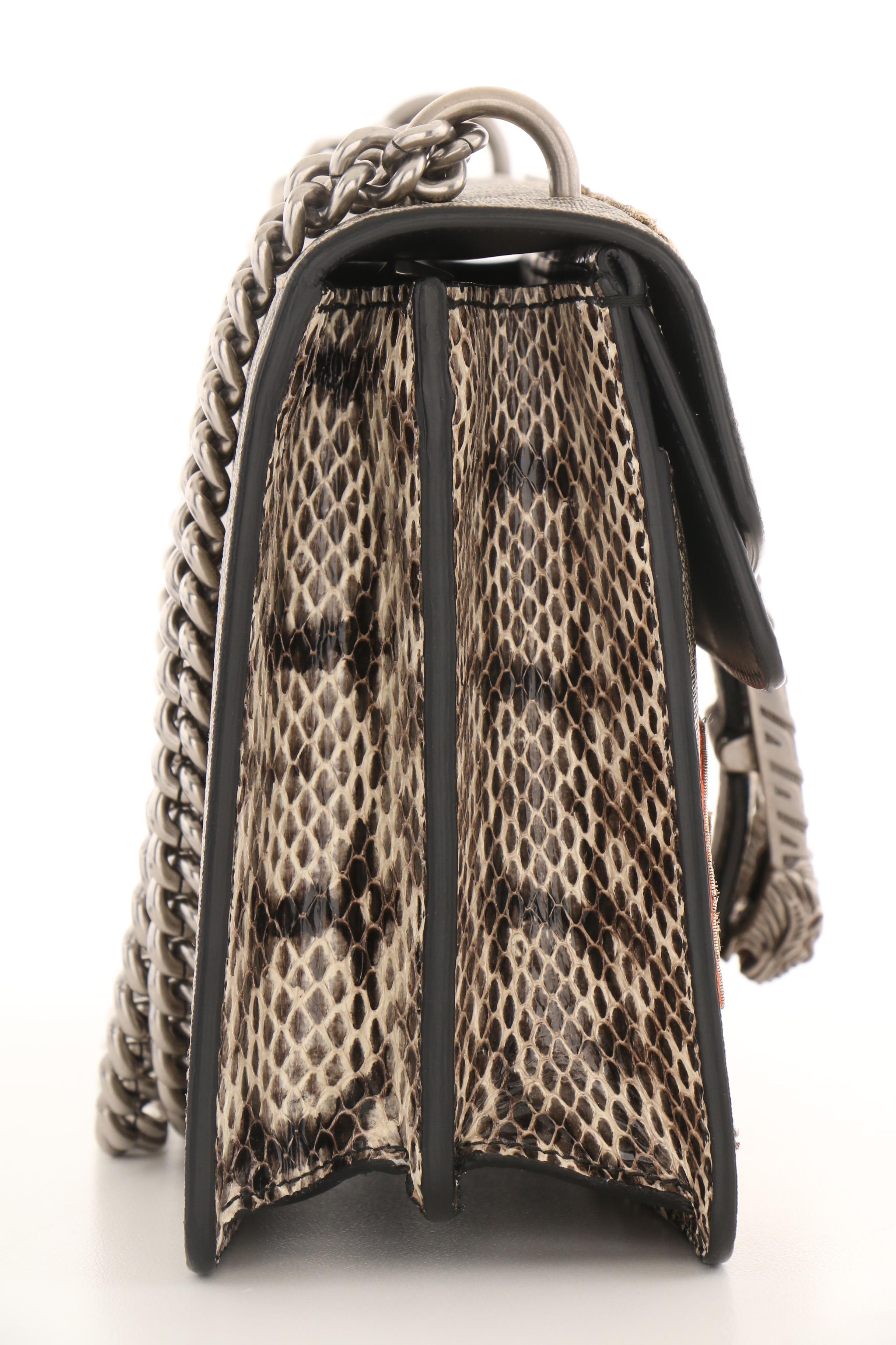 Gucci Embroidered GG Supreme Canvas and Python Small Elephant Dionysus Bag