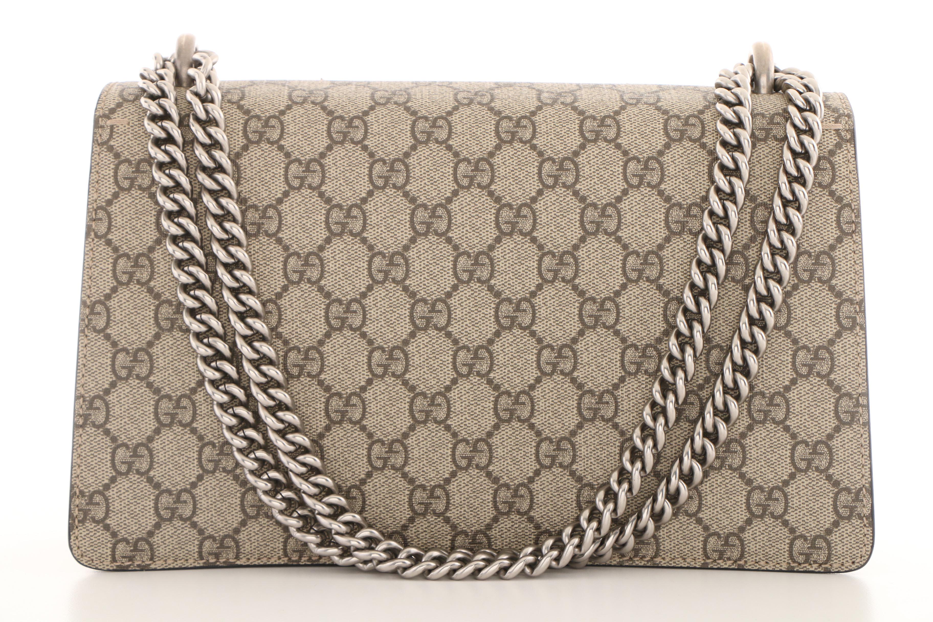 Gucci Embroidered GG Supreme Canvas and Python Small Elephant Dionysus Bag