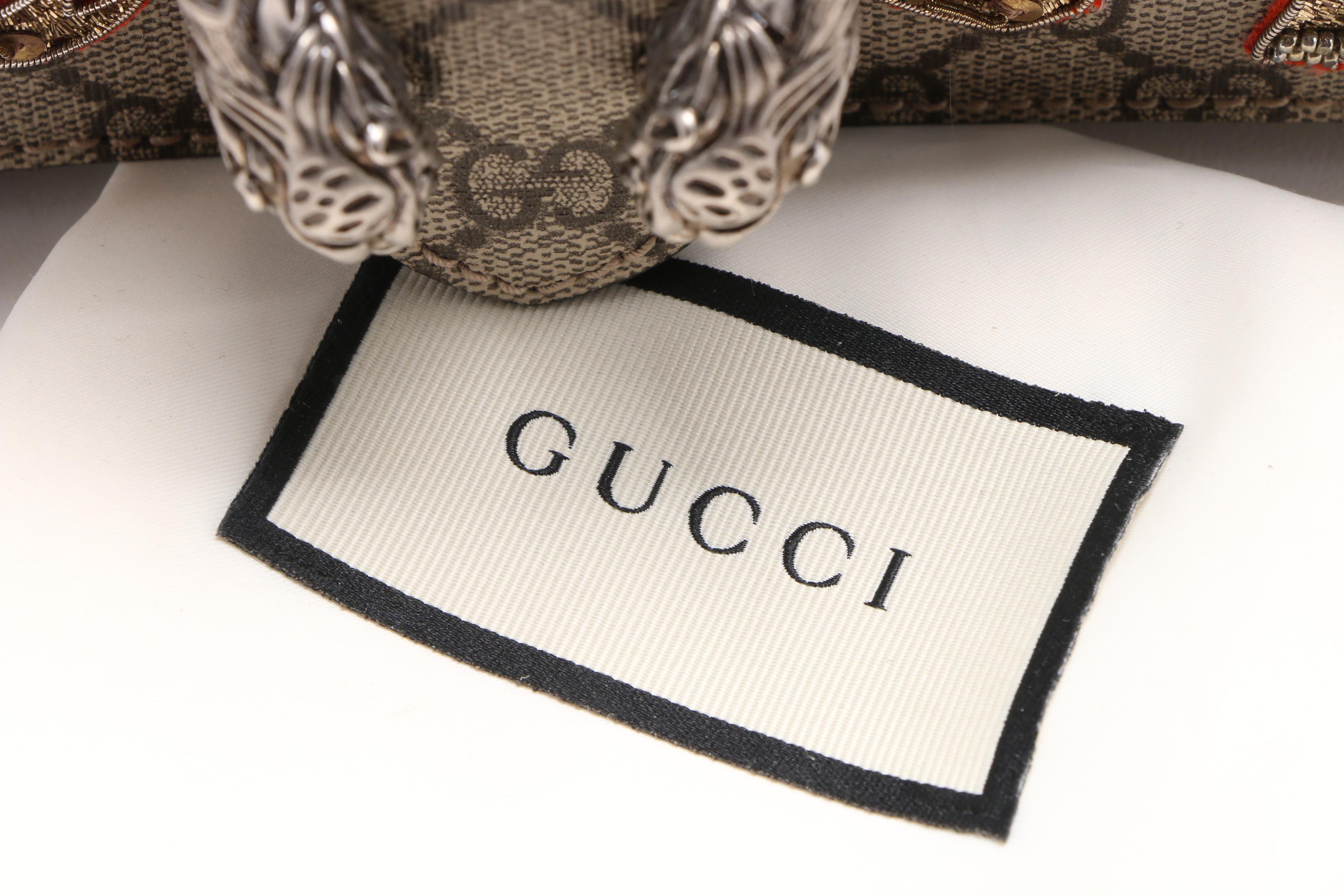 Gucci Embroidered GG Supreme Canvas and Python Small Elephant Dionysus Bag