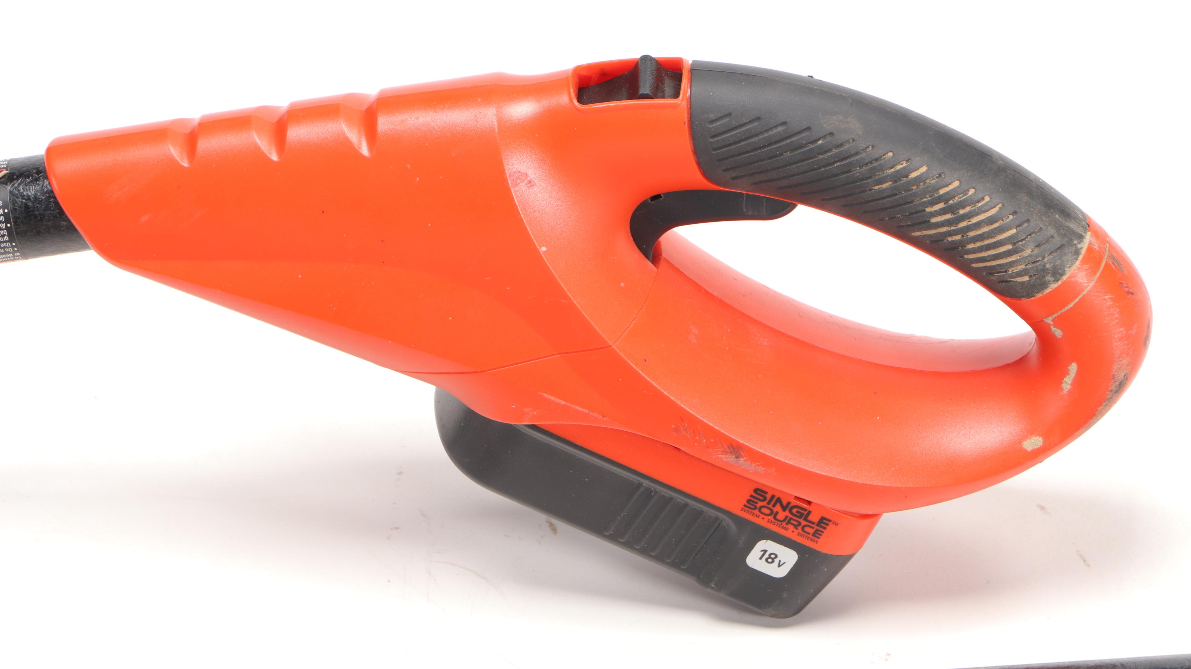 Black + Decker Battery Powered Chainsaw, Pole Saw, and Leaf Blower