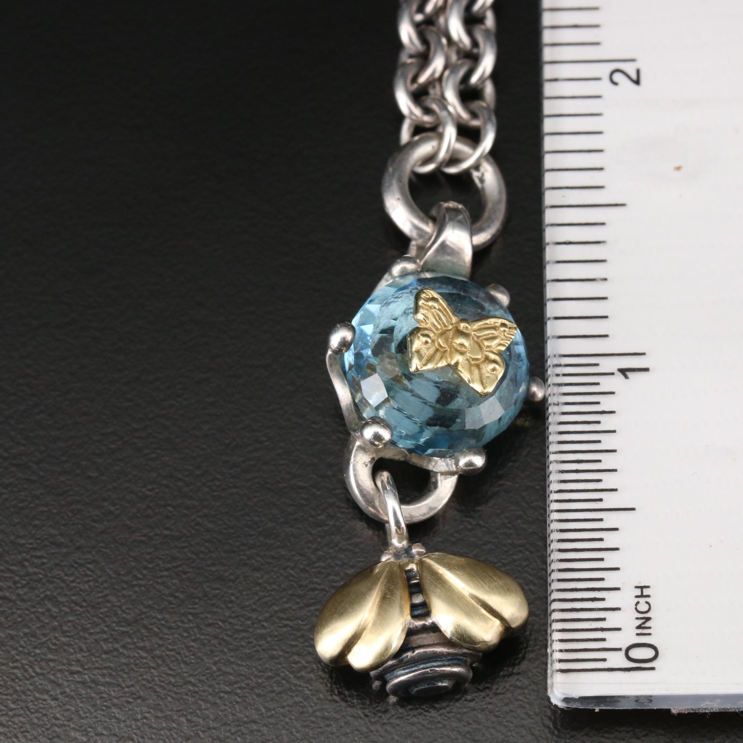 Saint by Sarah Jane Sterling Topaz Bee and Butterfly Necklace with 18K Accents