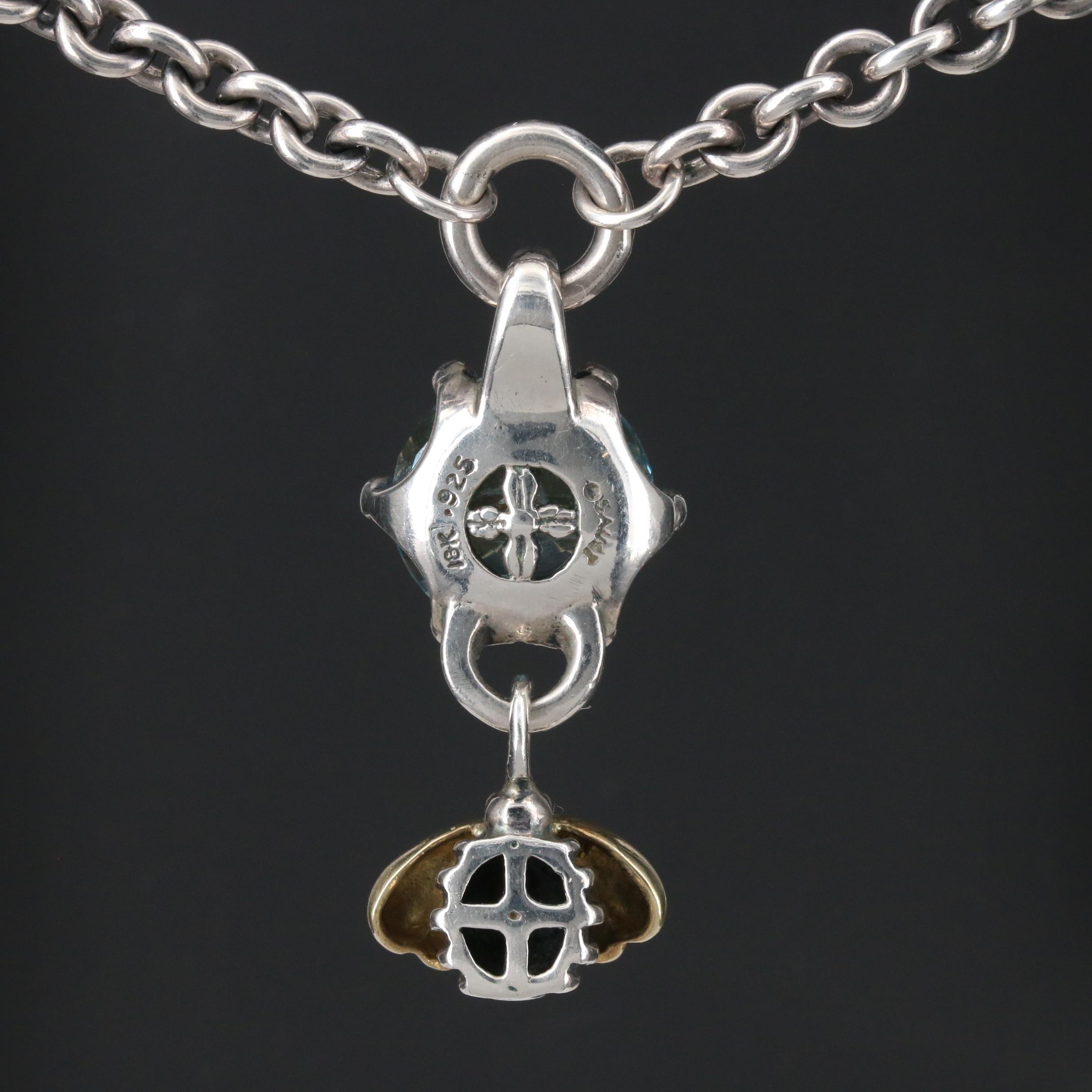 Saint by Sarah Jane Sterling Topaz Bee and Butterfly Necklace with 18K Accents