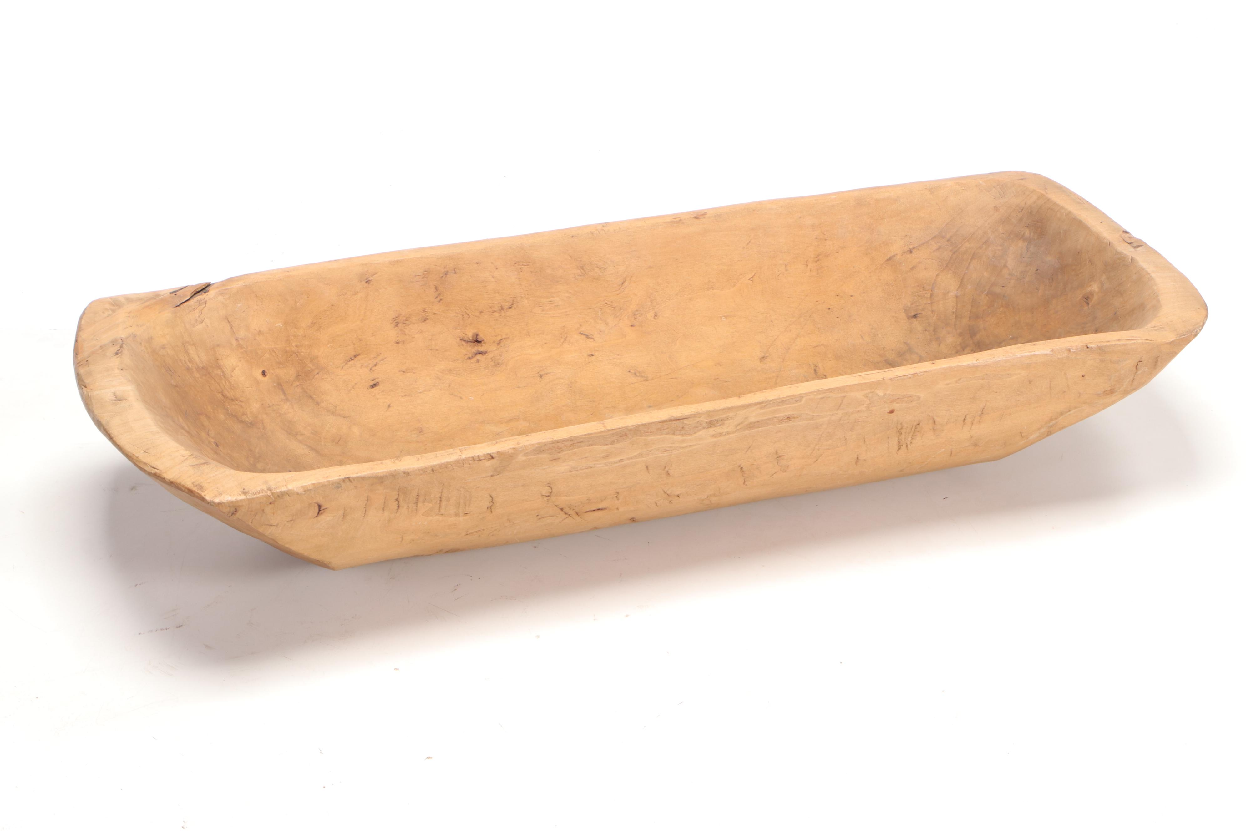 Rough Hewn Wooden Dough Bowl with Turned Bowl