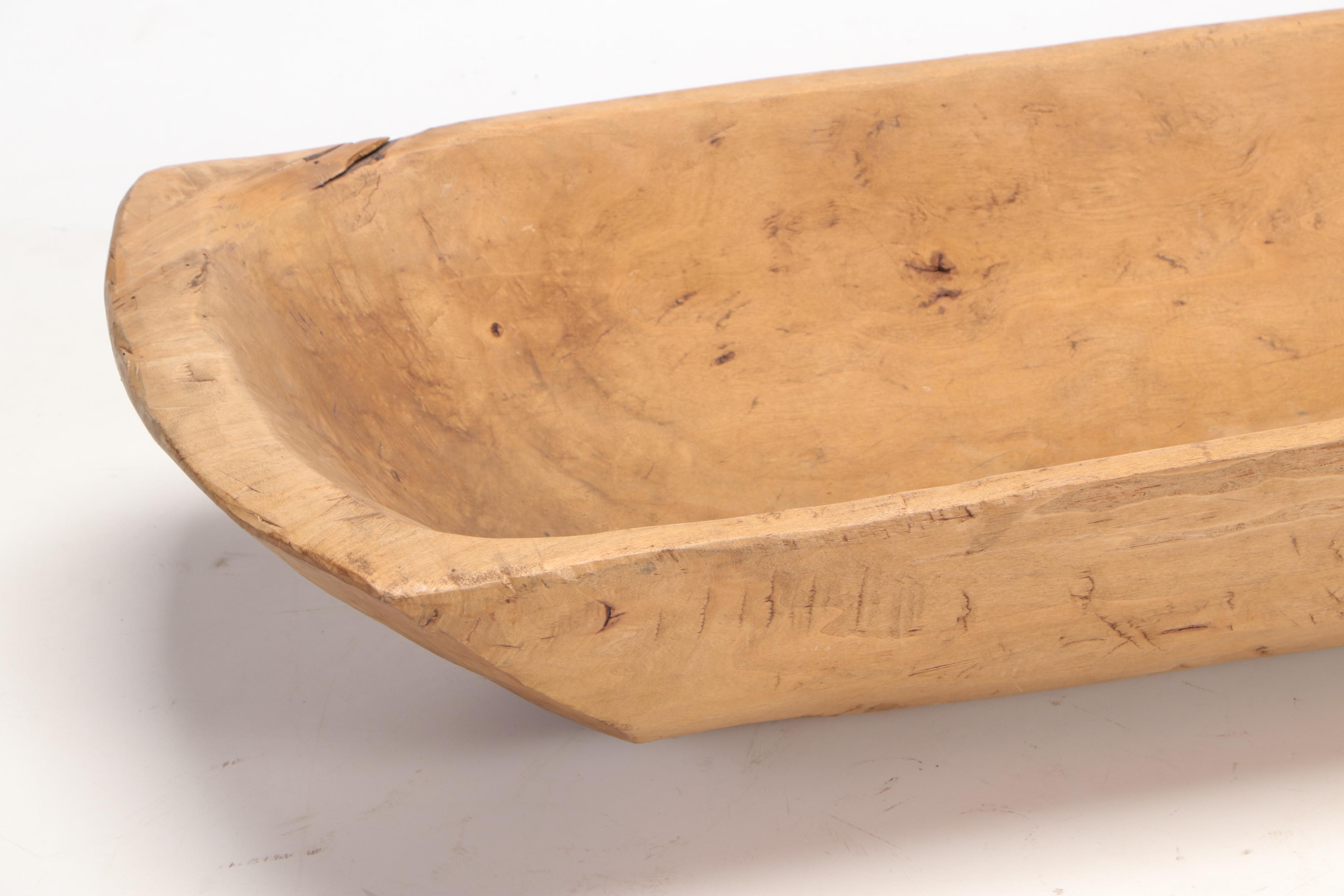 Rough Hewn Wooden Dough Bowl with Turned Bowl