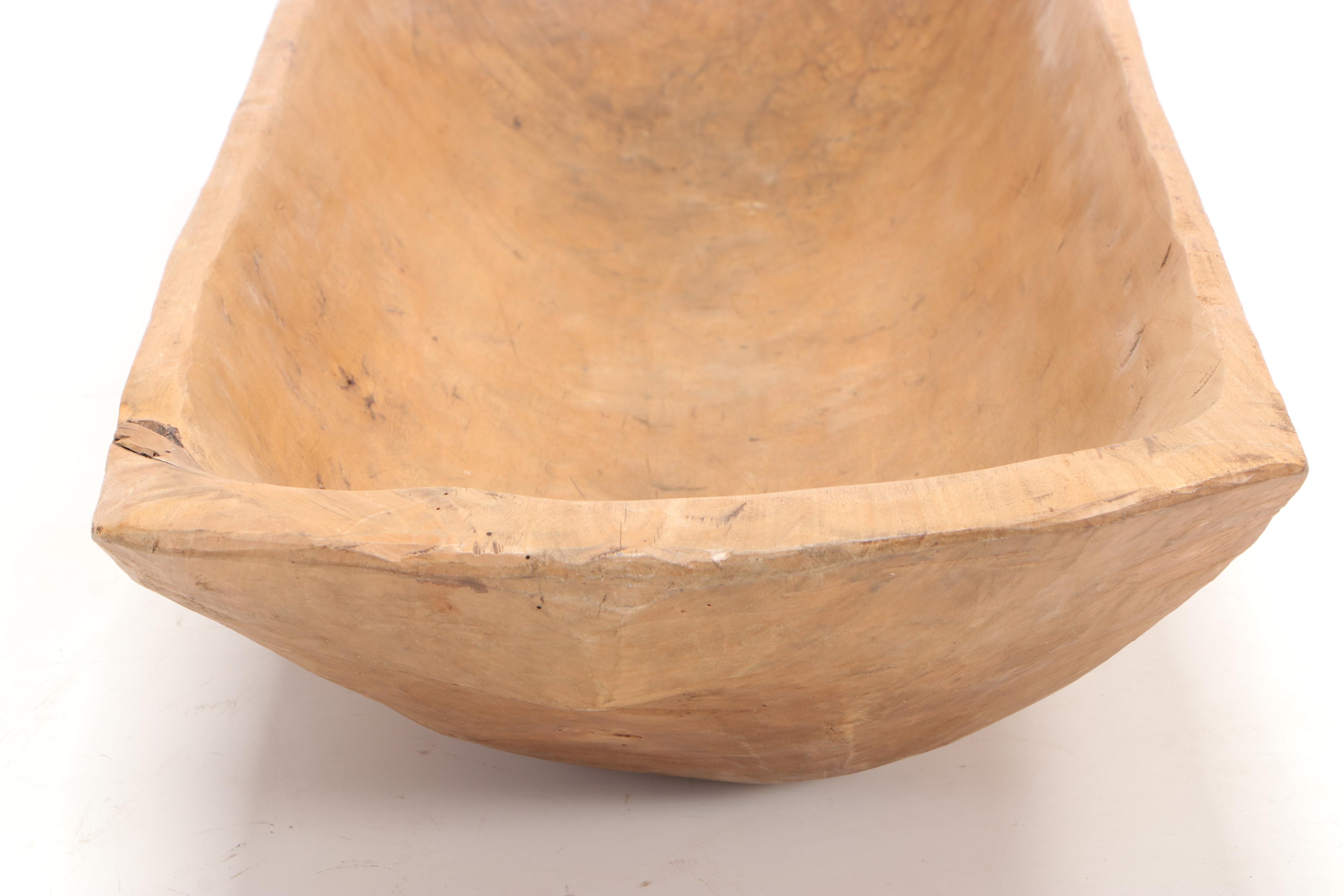 Rough Hewn Wooden Dough Bowl with Turned Bowl